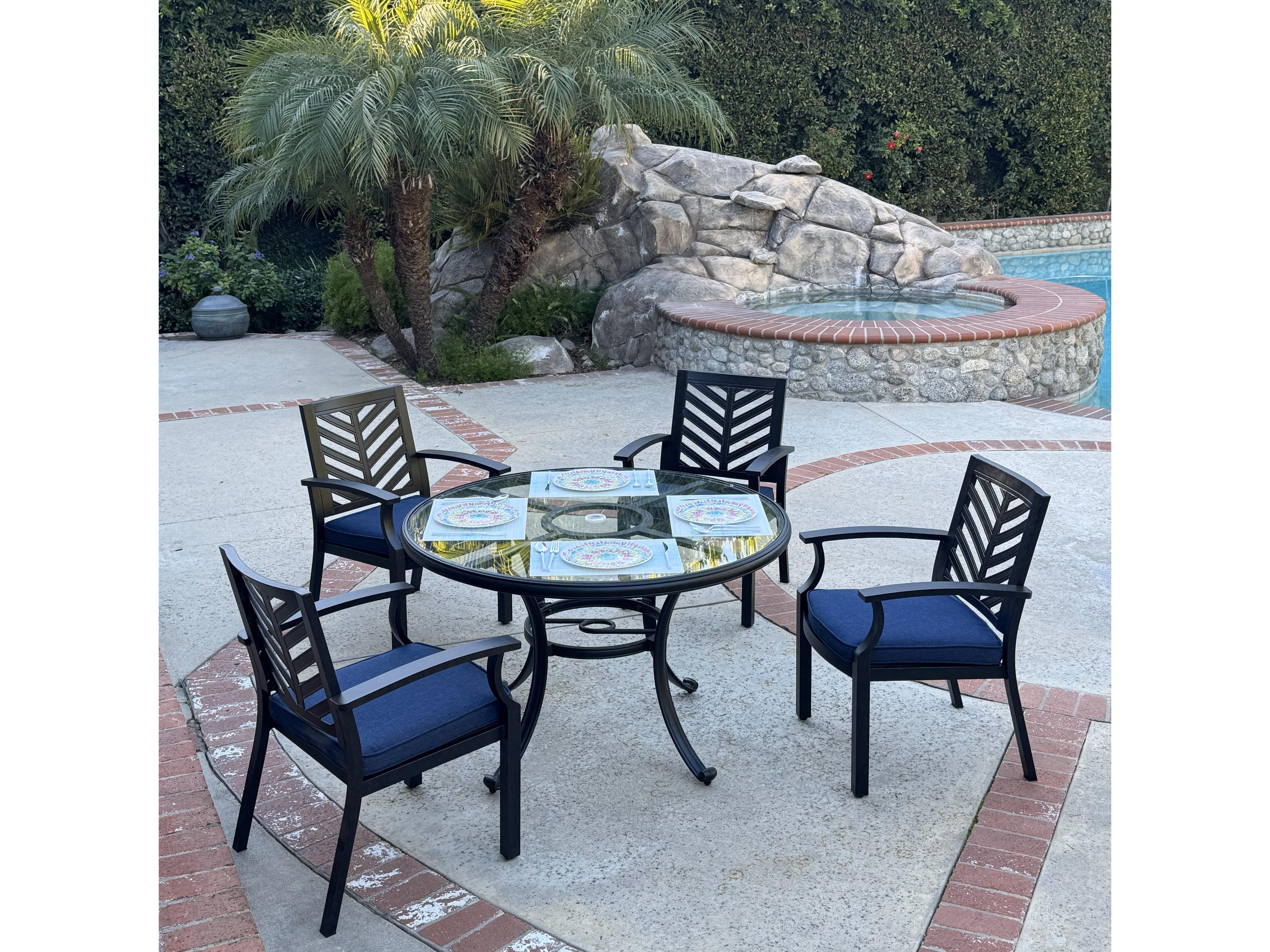 Palm Springs Antique Bronze Aluminum Dining Set