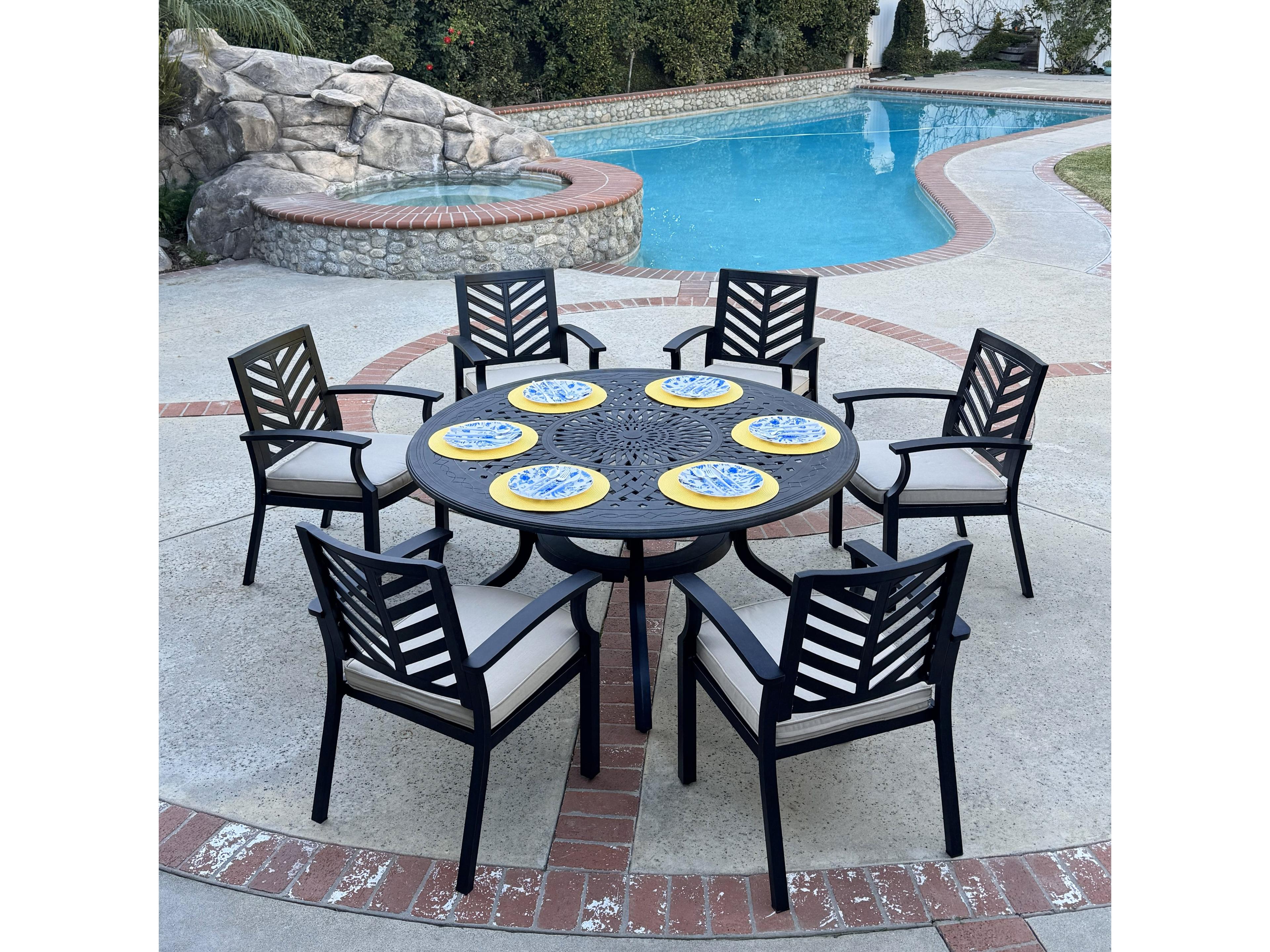Palm Springs Antique Bronze Cast Aluminum Dining Set