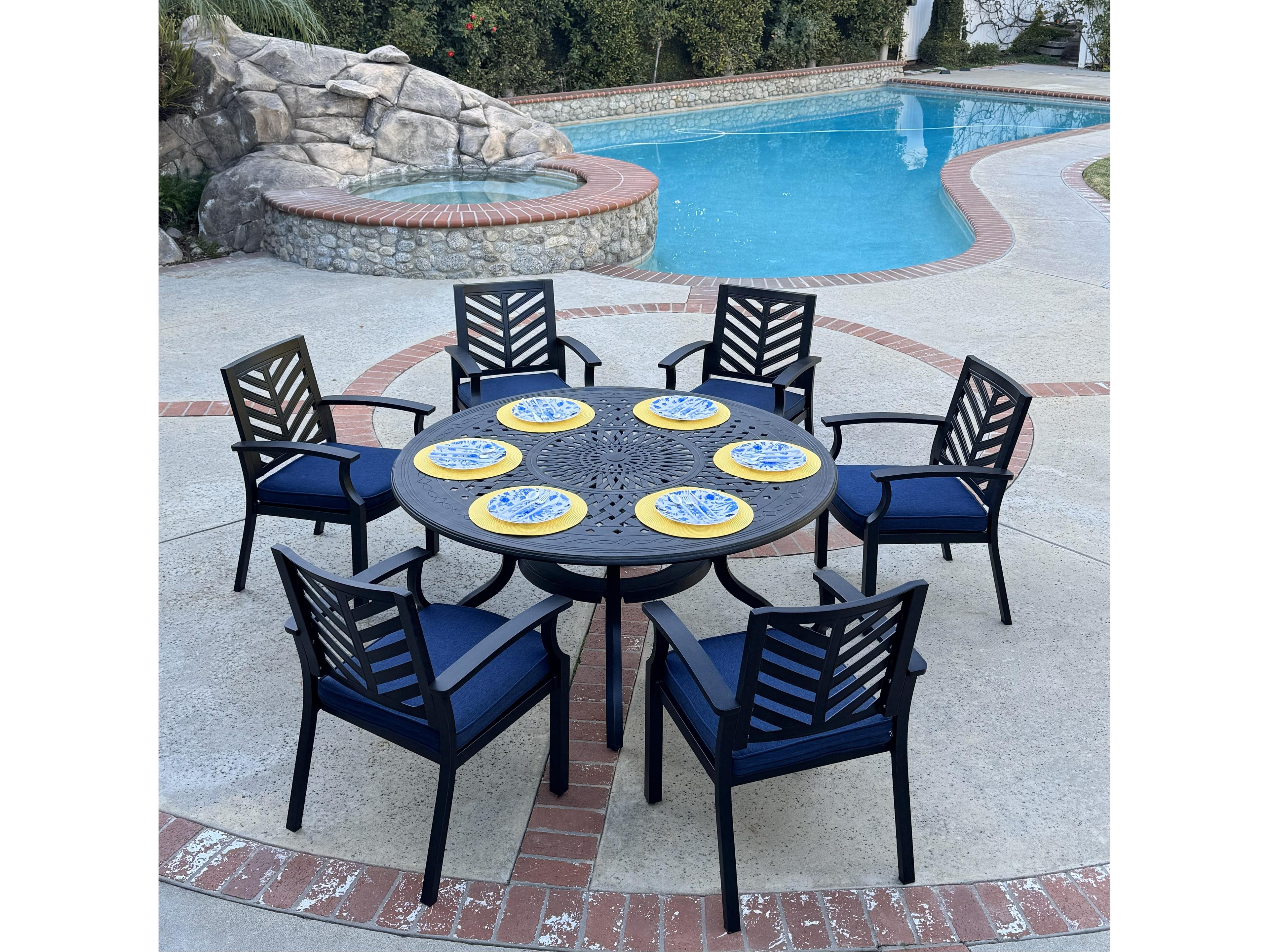 Palm Springs Antique Bronze Cast Aluminum Dining Set
