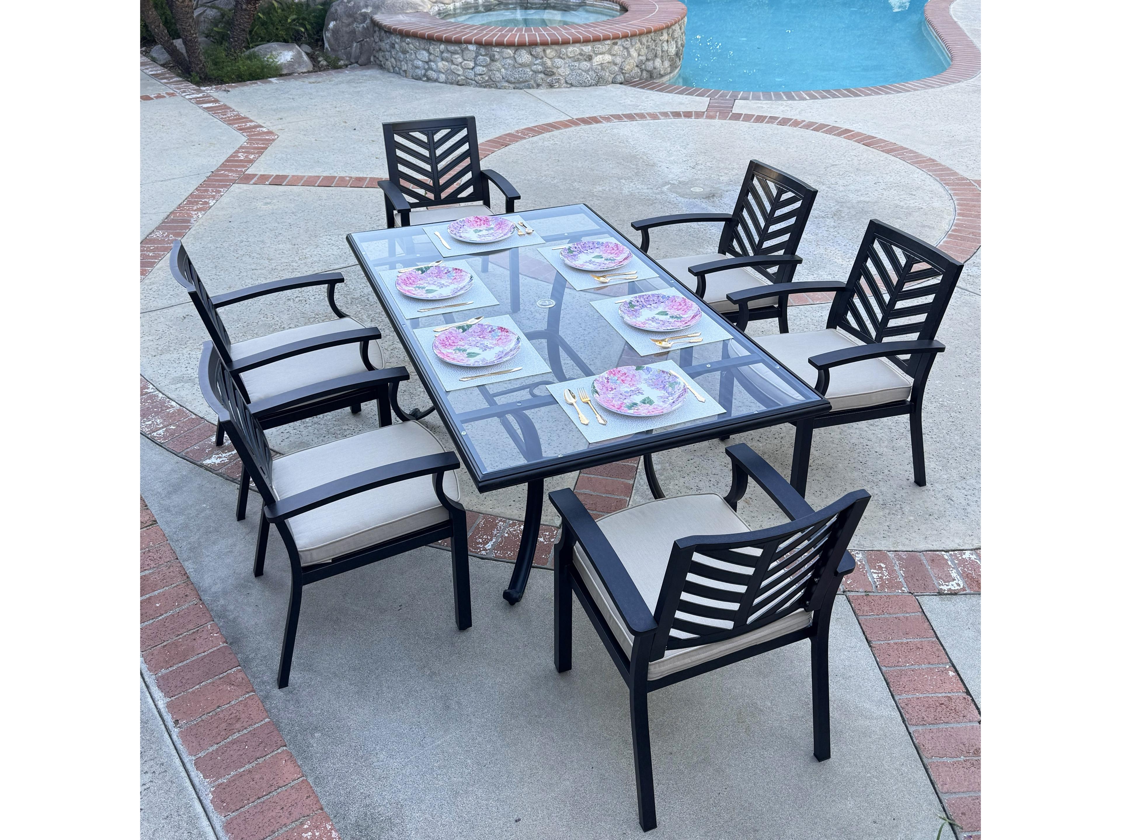 Palm Springs Antique Bronze Aluminum Dining Set