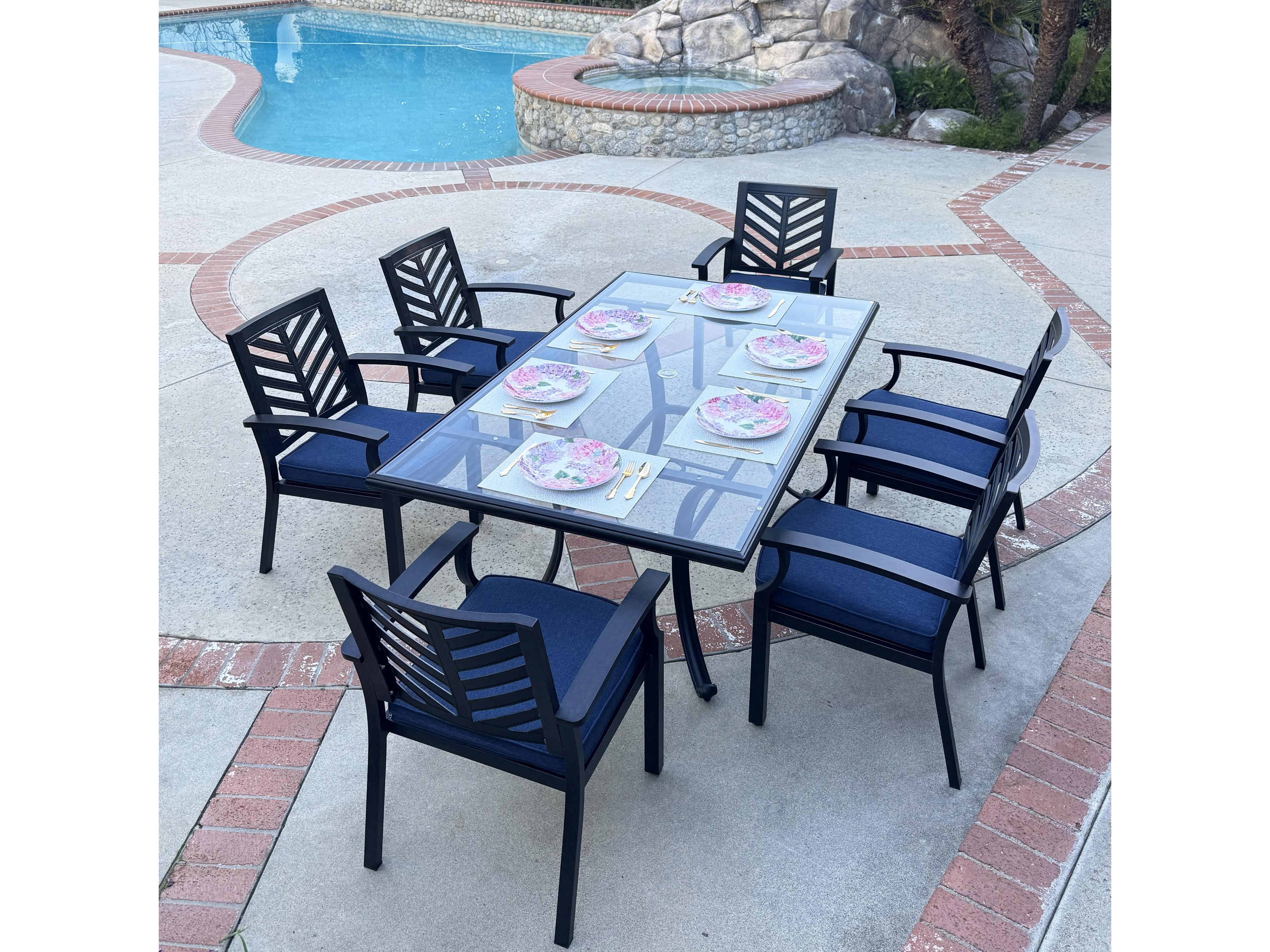 Palm Springs Antique Bronze Aluminum Dining Set