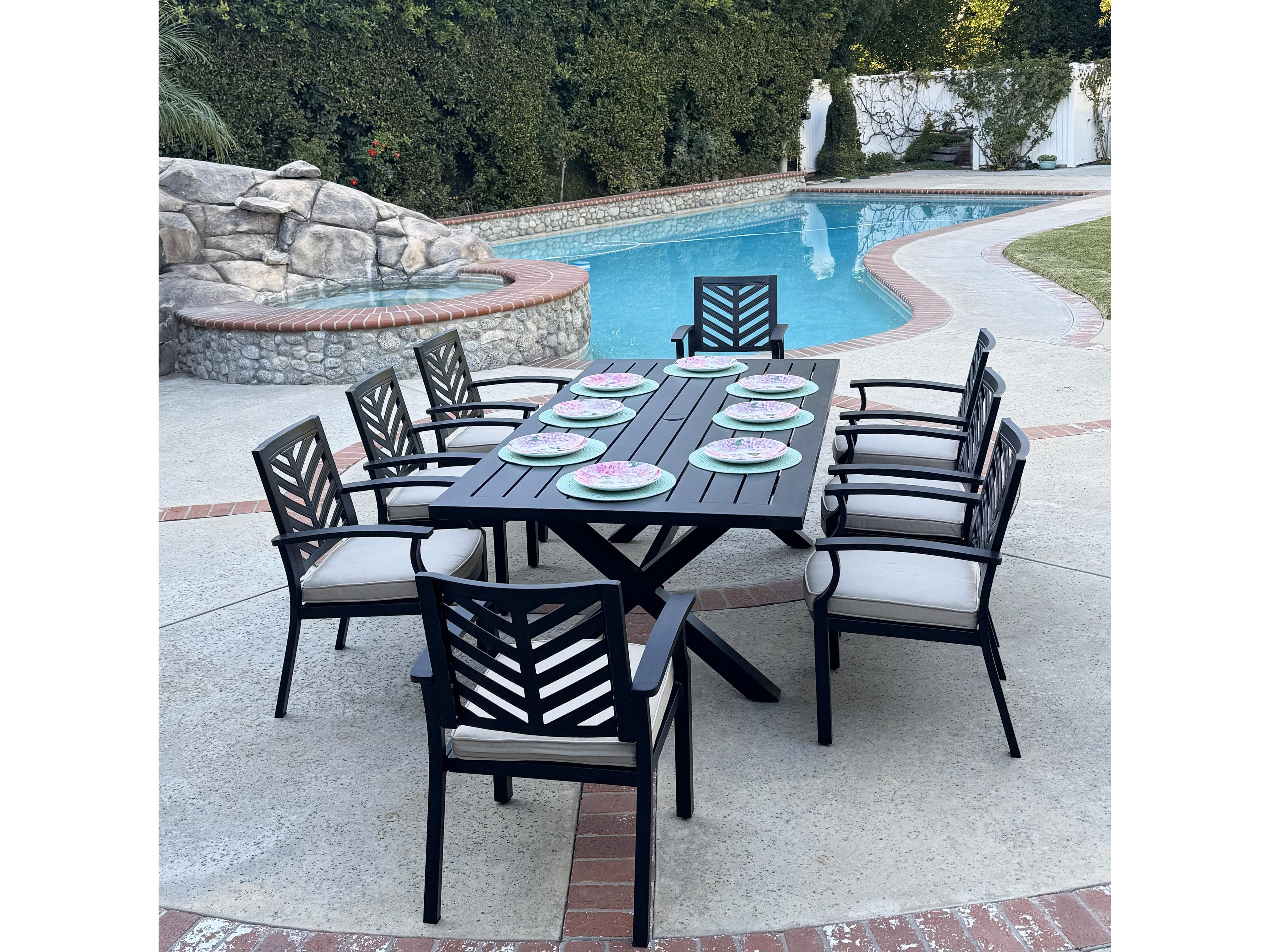 Palm Springs Antique Bronze Aluminum Dining Set