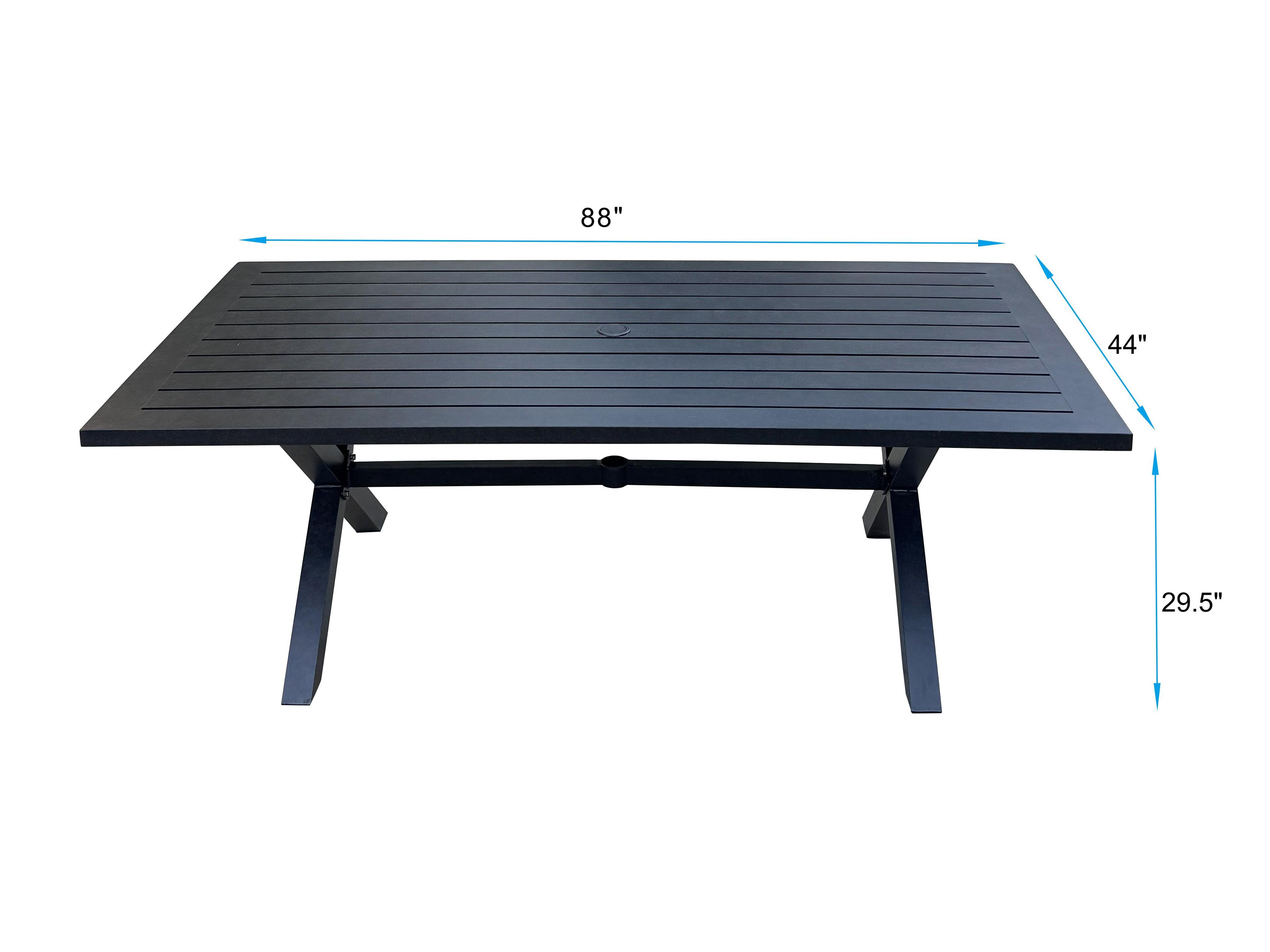 Darlee Outdoor Living Palm Springs Antique Bronze Aluminum Rectangular Umbrella Hole Dining Table