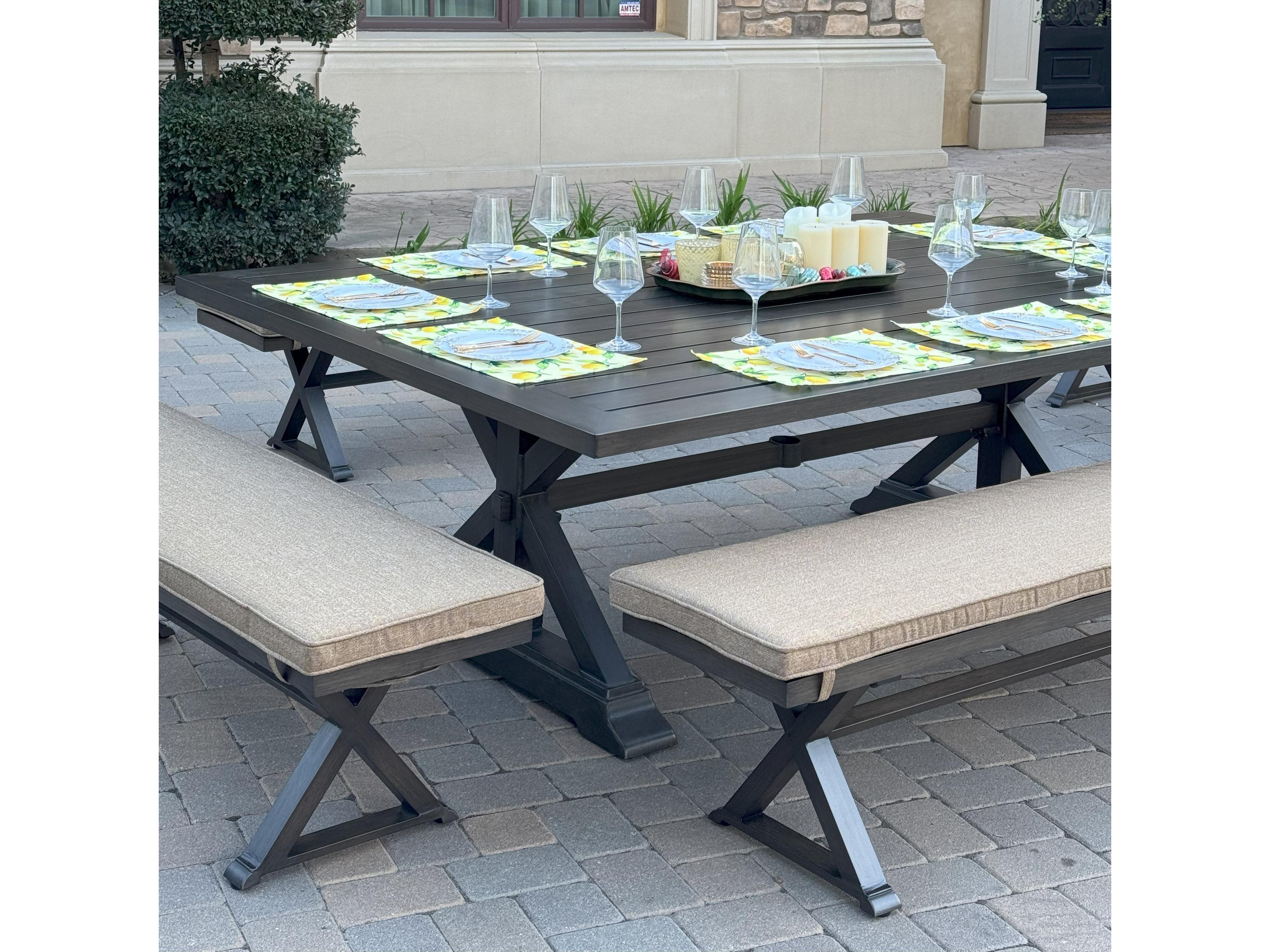 Darlee Outdoor Living Brooklyn Aluminum 5-Piece Dining Set with 88" x 59 feet' Rectangular Dining Table