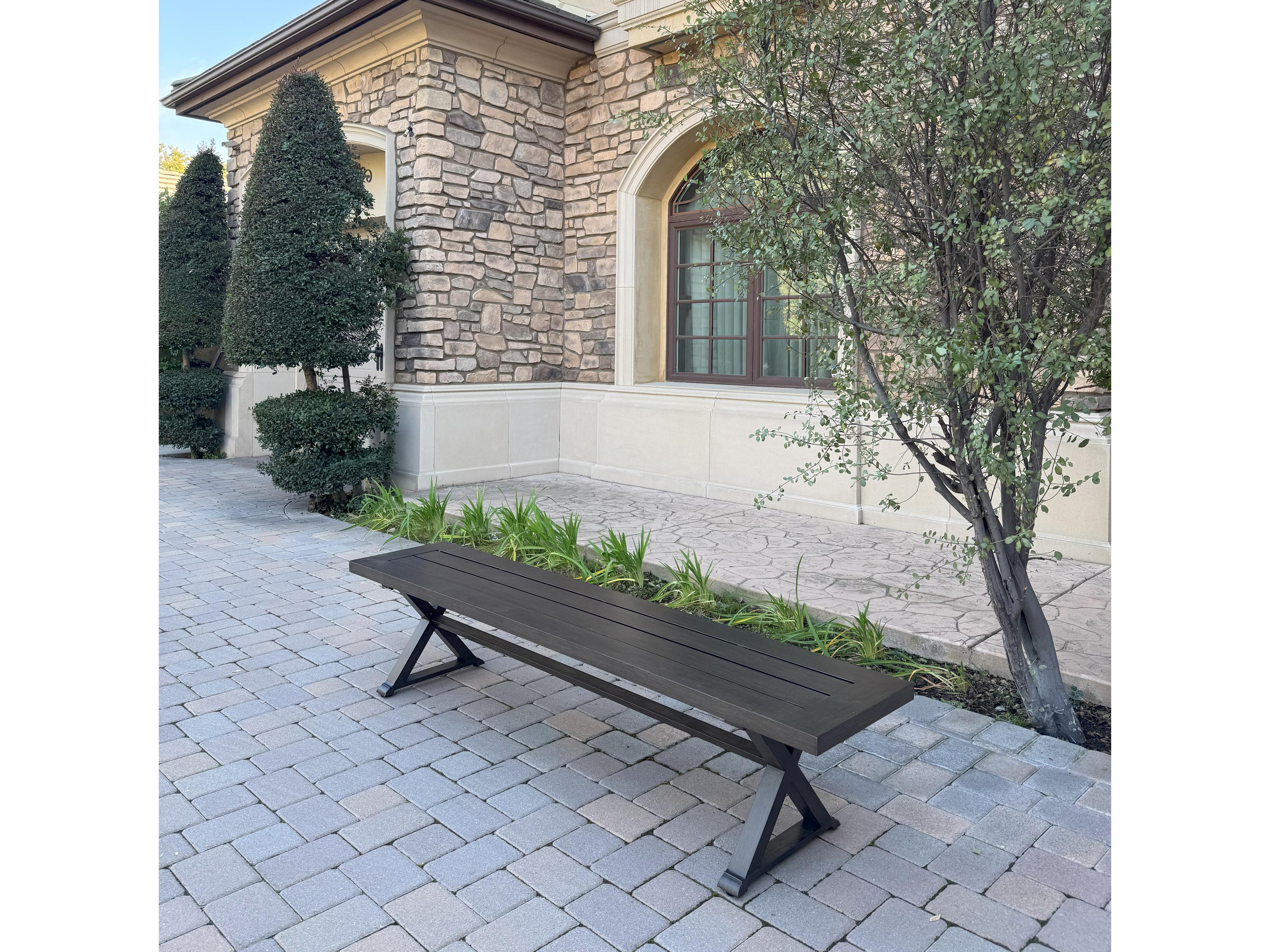 Darlee Outdoor Living Brooklyn Aluminum 5-Piece Dining Set with 88" x 59 feet' Rectangular Dining Table