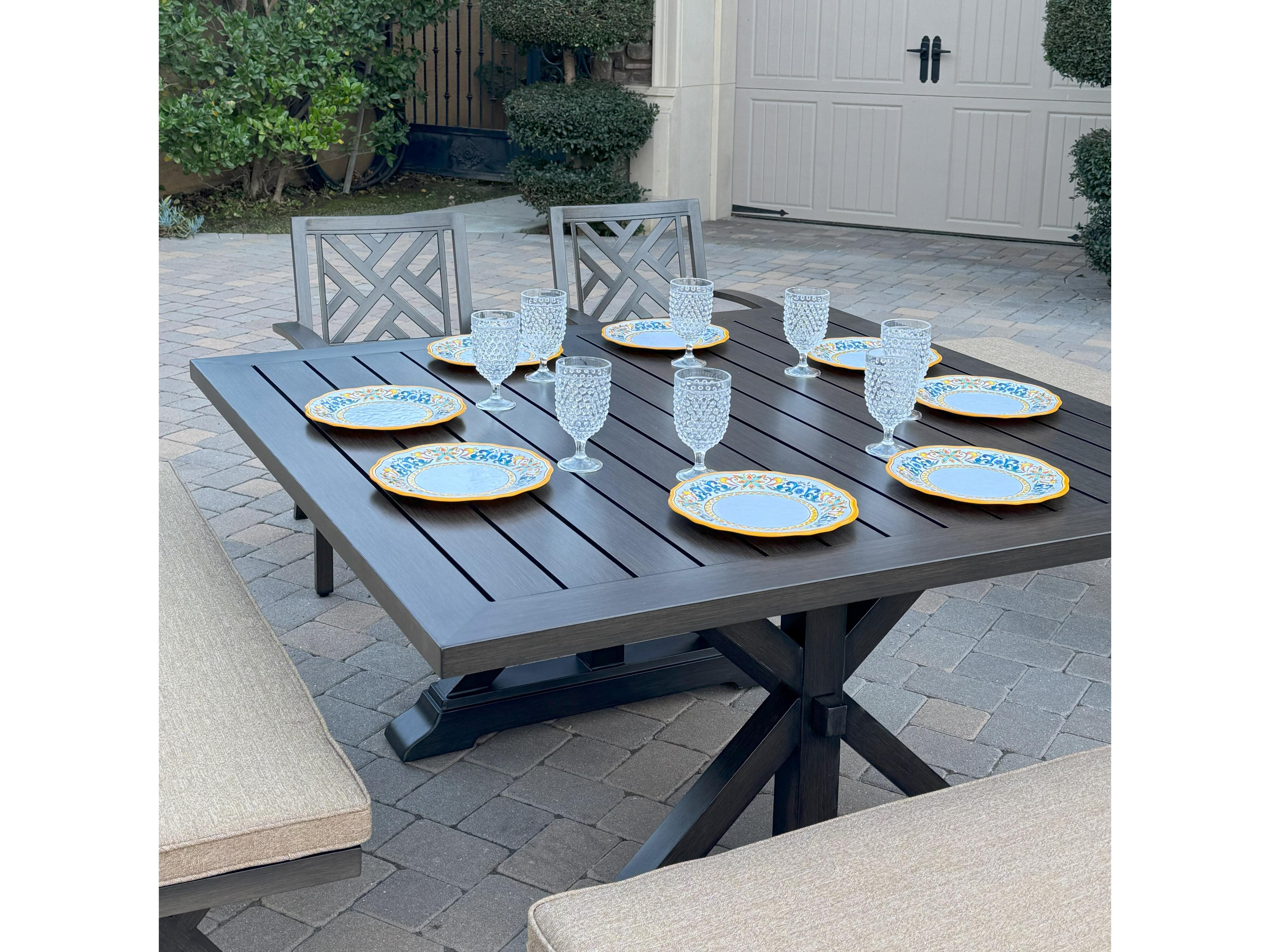 Darlee Outdoor Living Brooklyn Aluminum 6-Piece Patio Dining Set with 59" Square Dining Table