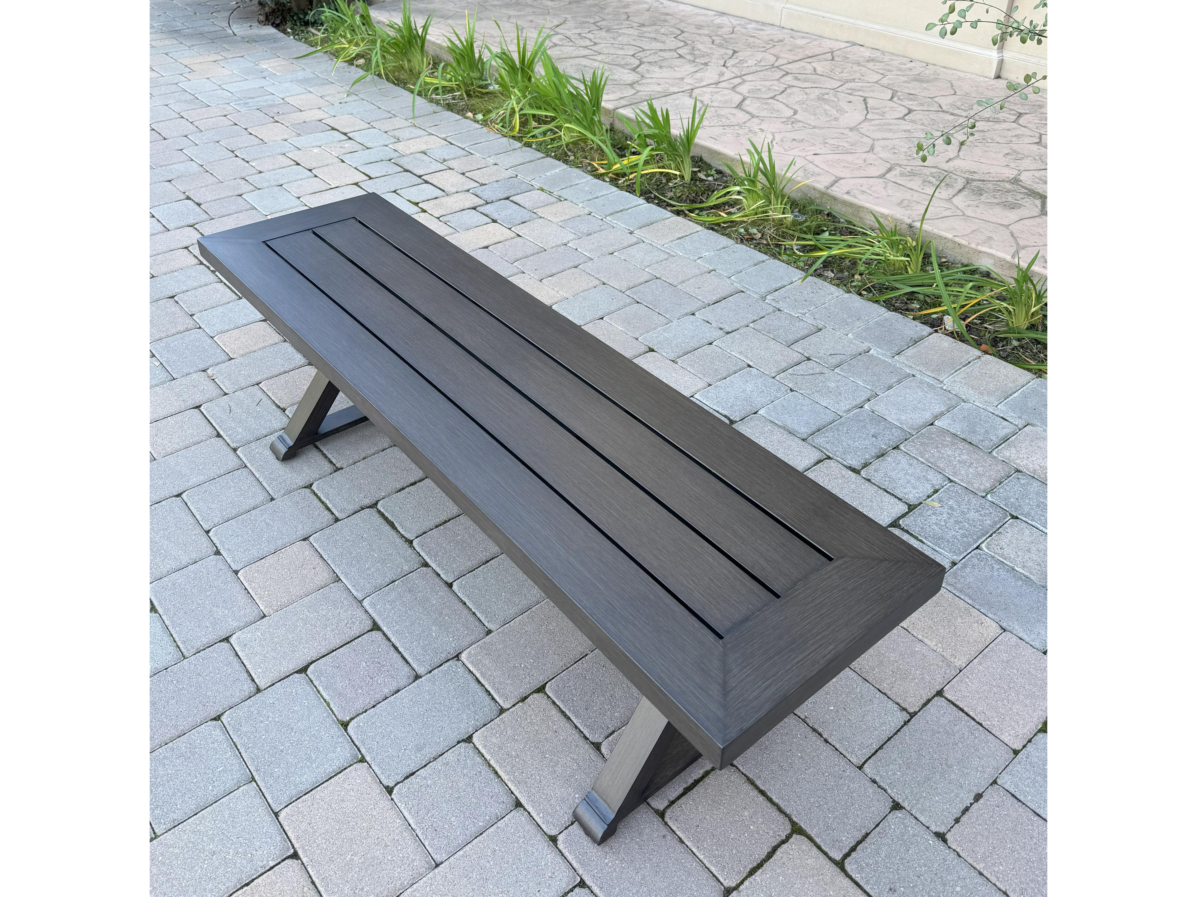 Darlee Outdoor Living Brooklyn Aluminum 8-Piece Dining Set with 60" Square Propane Fire Pit Dining Table