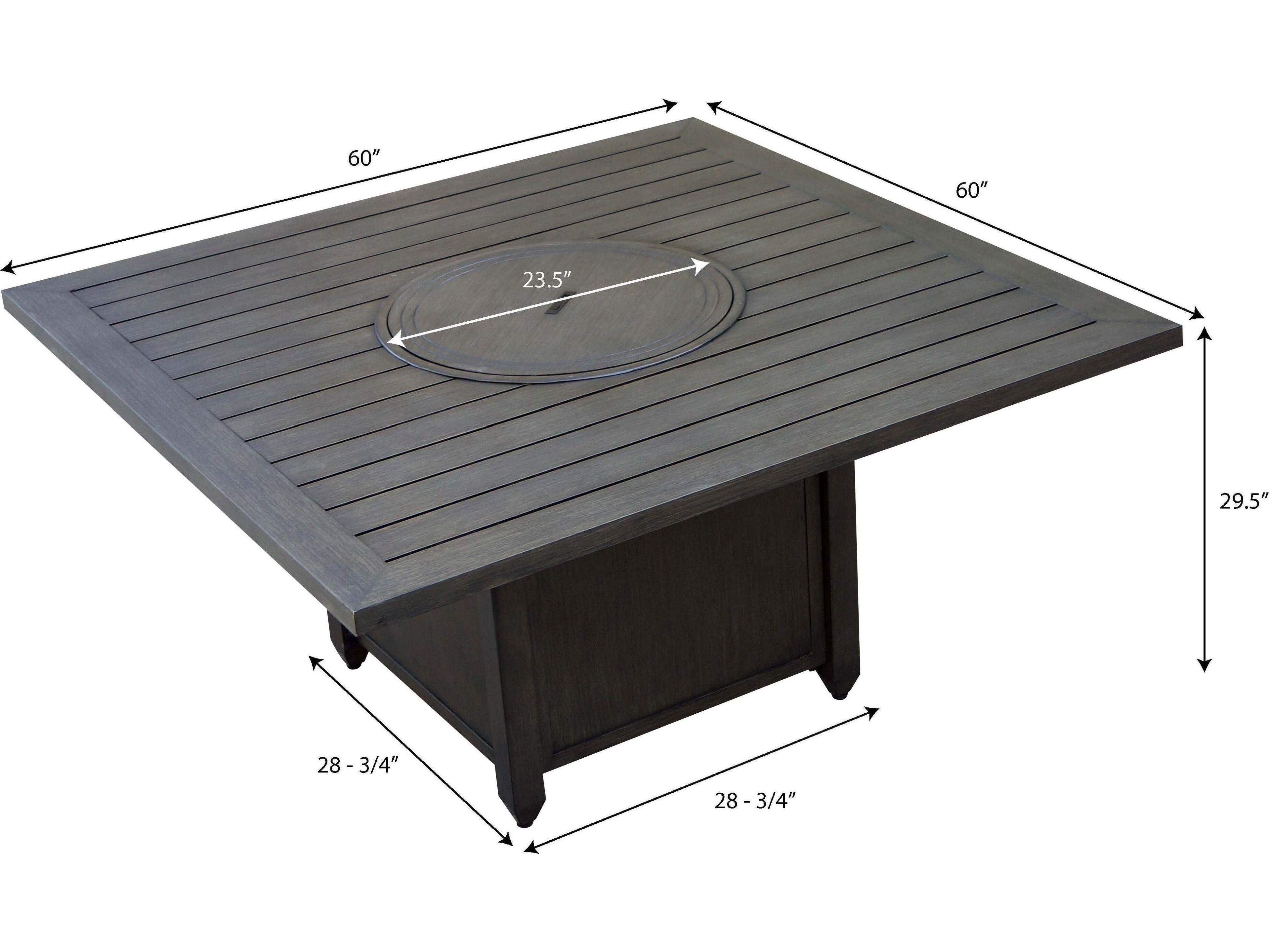 Darlee Outdoor Living Brooklyn Aluminum 8-Piece Dining Set with 60" Square Propane Fire Pit Dining Table