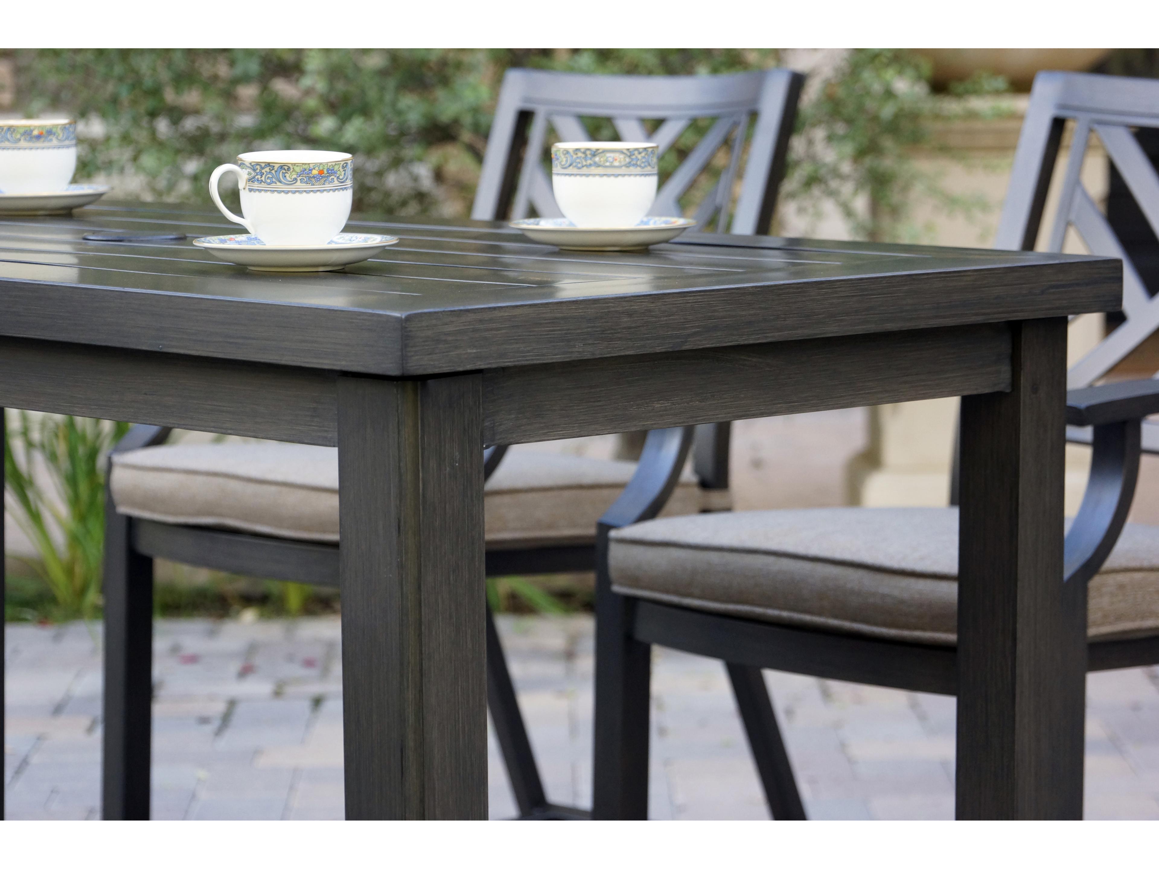 Darlee Outdoor Living Brooklyn Cast Aluminum Multibrown Rectangular Counter Table with Umbrella Hole