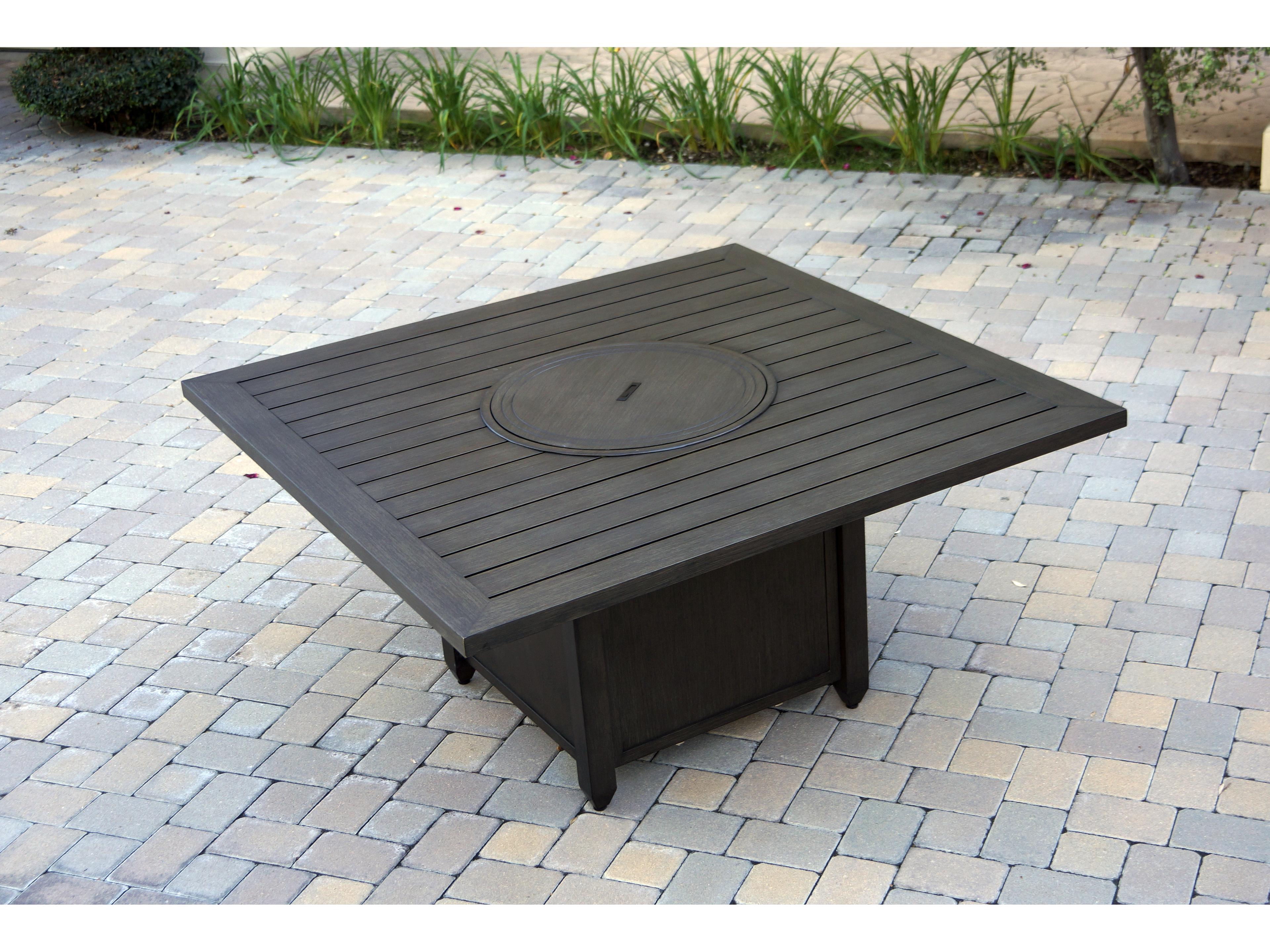 Darlee Outdoor Living Brooklyn Aluminum Multibrown Square Propane Dining Fire Pit Table
