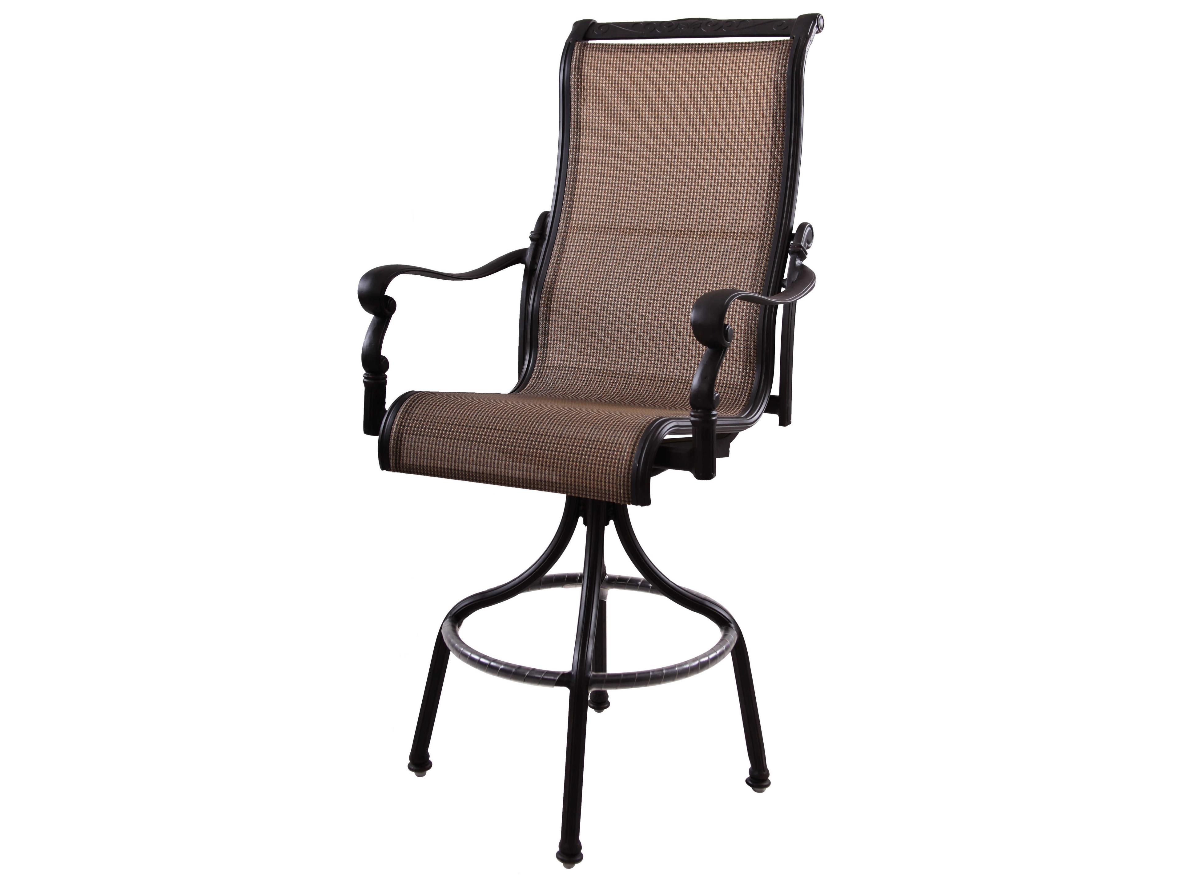 Darlee Outdoor Living Monterey Sling Cast Aluminum Antique Bronze Swivel Bar Stool Set of 6