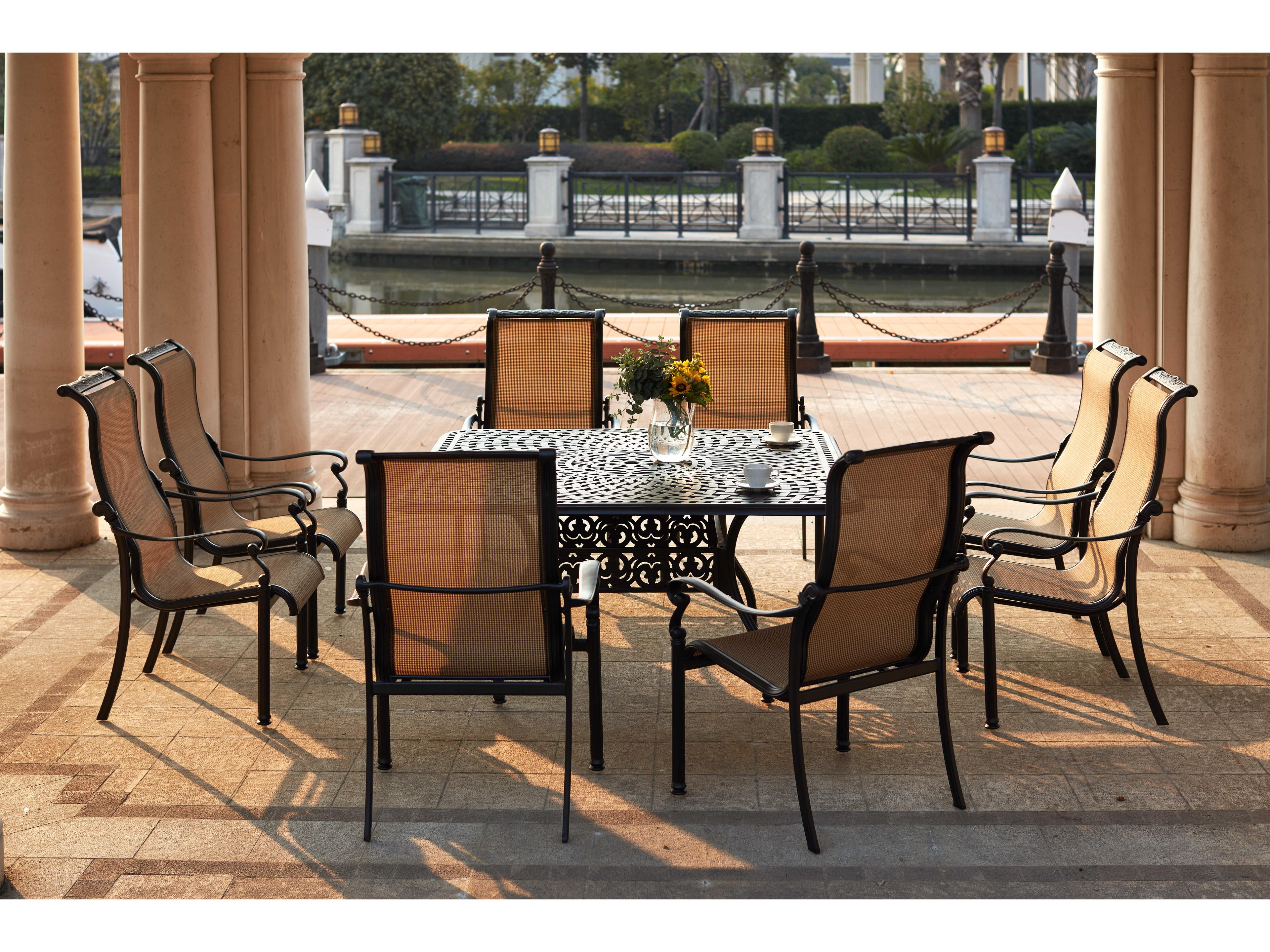 Monterey Sling Cast Aluminum Antique Bronze 9 Piece Dining Set