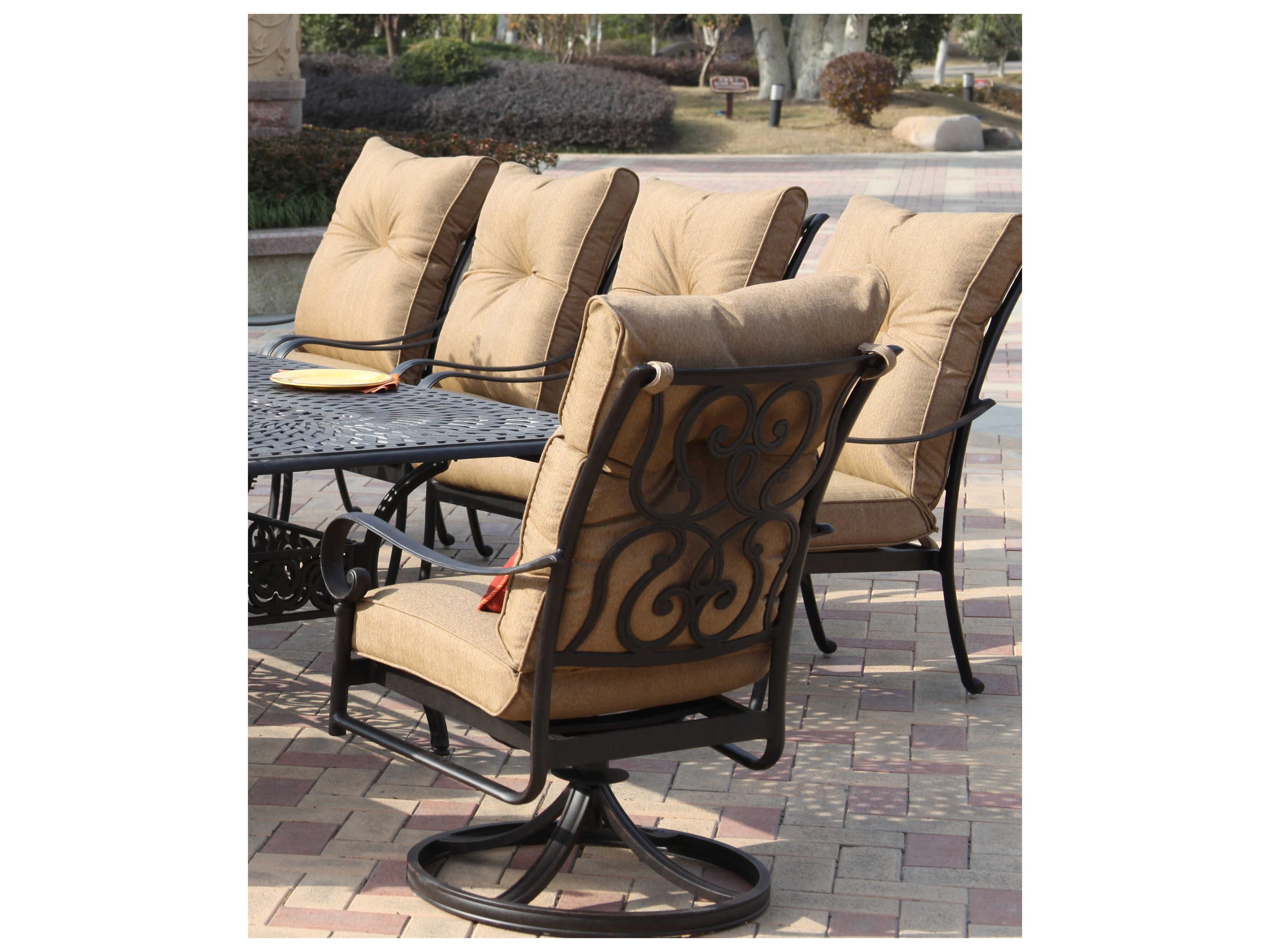 Darlee Outdoor Living Santa Anita Cast Aluminum Antique Bronze Swivel Rocker Dining Arm Chair Set of 4