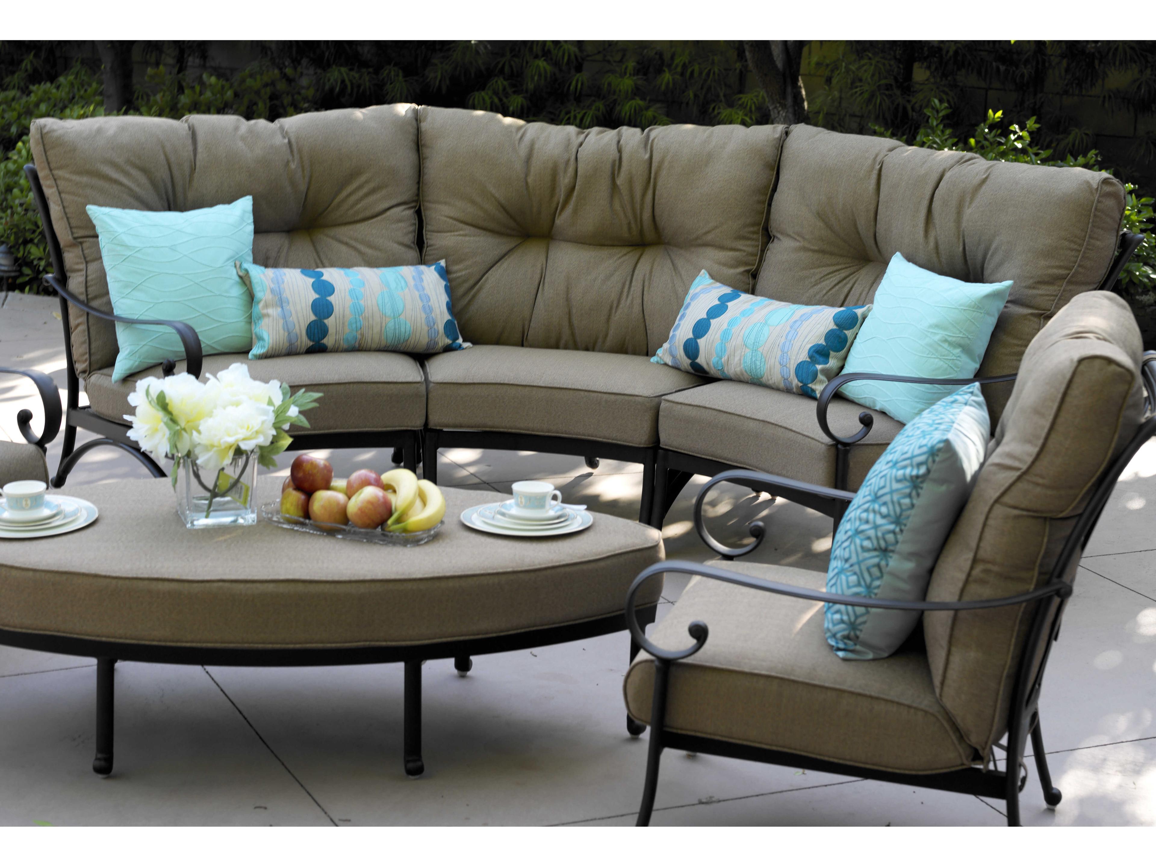 Darlee Outdoor Living Santa Anita Cast Aluminum Antique Bronze 3 Piece Sectional Crescent Lounge Set