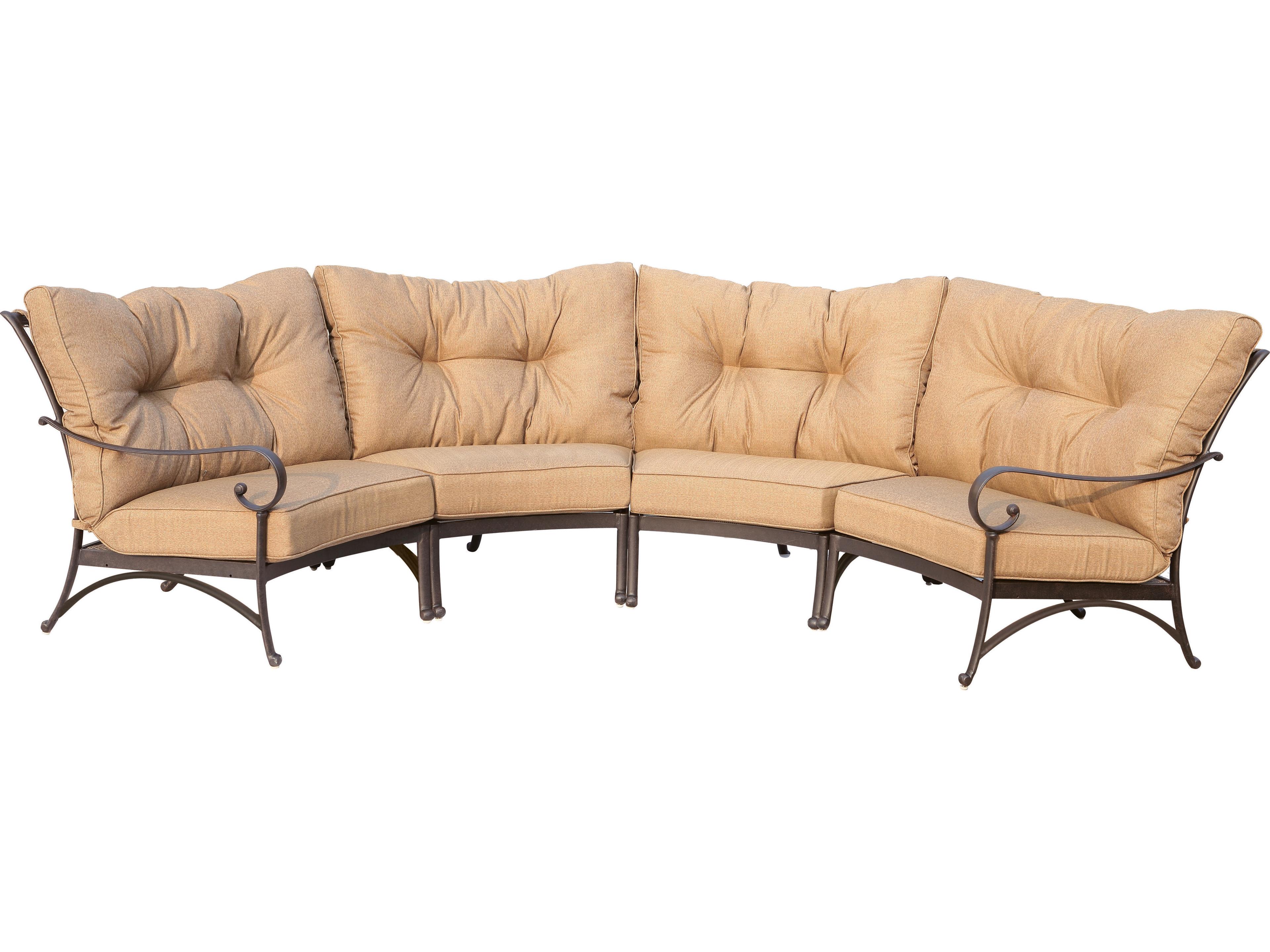 Santa Anita Cast Aluminum Antique Bronze 4 Piece Sectional Crescent Lounge Set