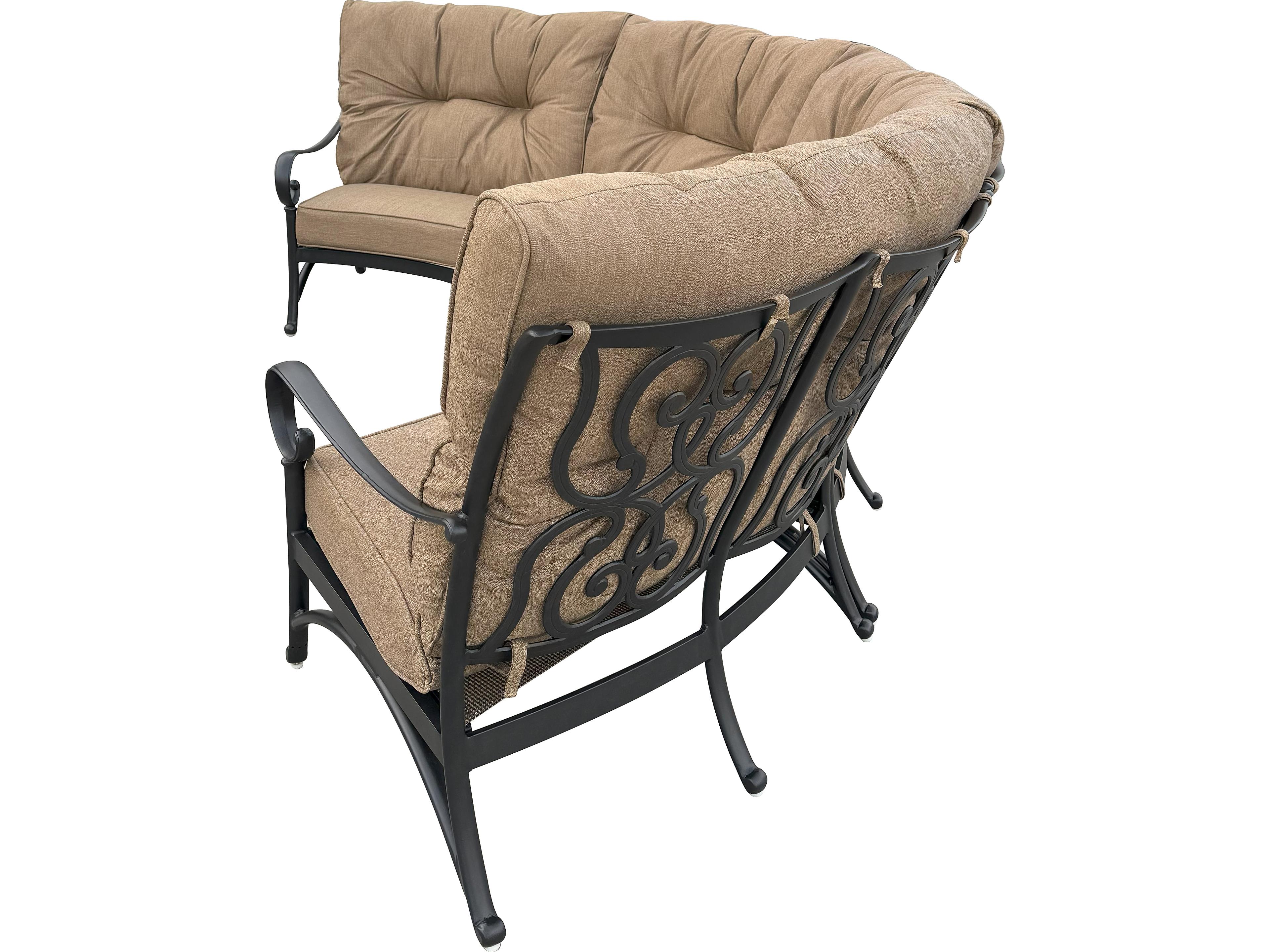 Darlee Outdoor Living Santa Anita Cast Aluminum 4-Piece Sectional Crescent Sofa with Sunbrella Cushions