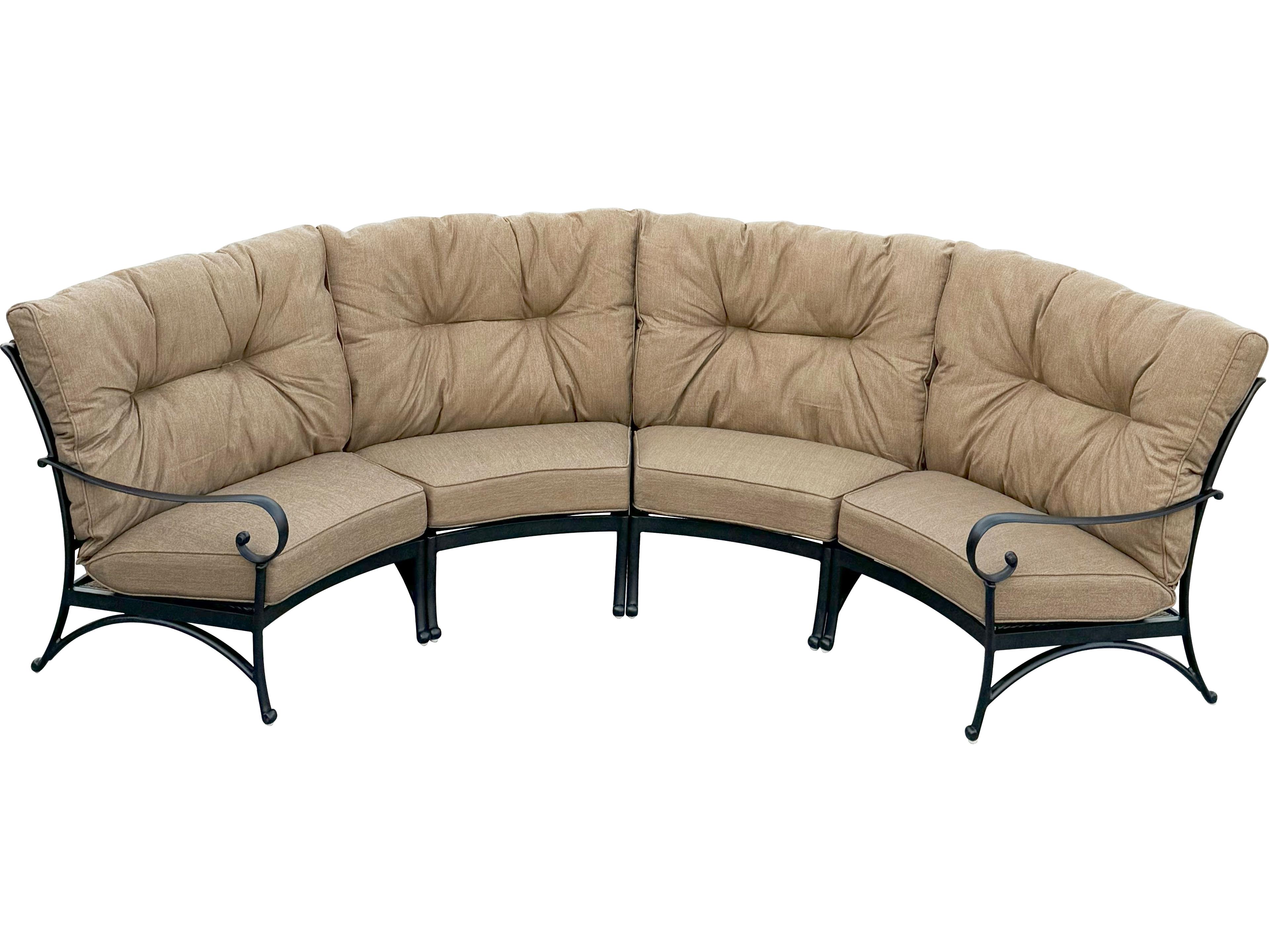 Darlee Outdoor Living Santa Anita Cast Aluminum 4-Piece Sectional Crescent Sofa with Sunbrella Cushions