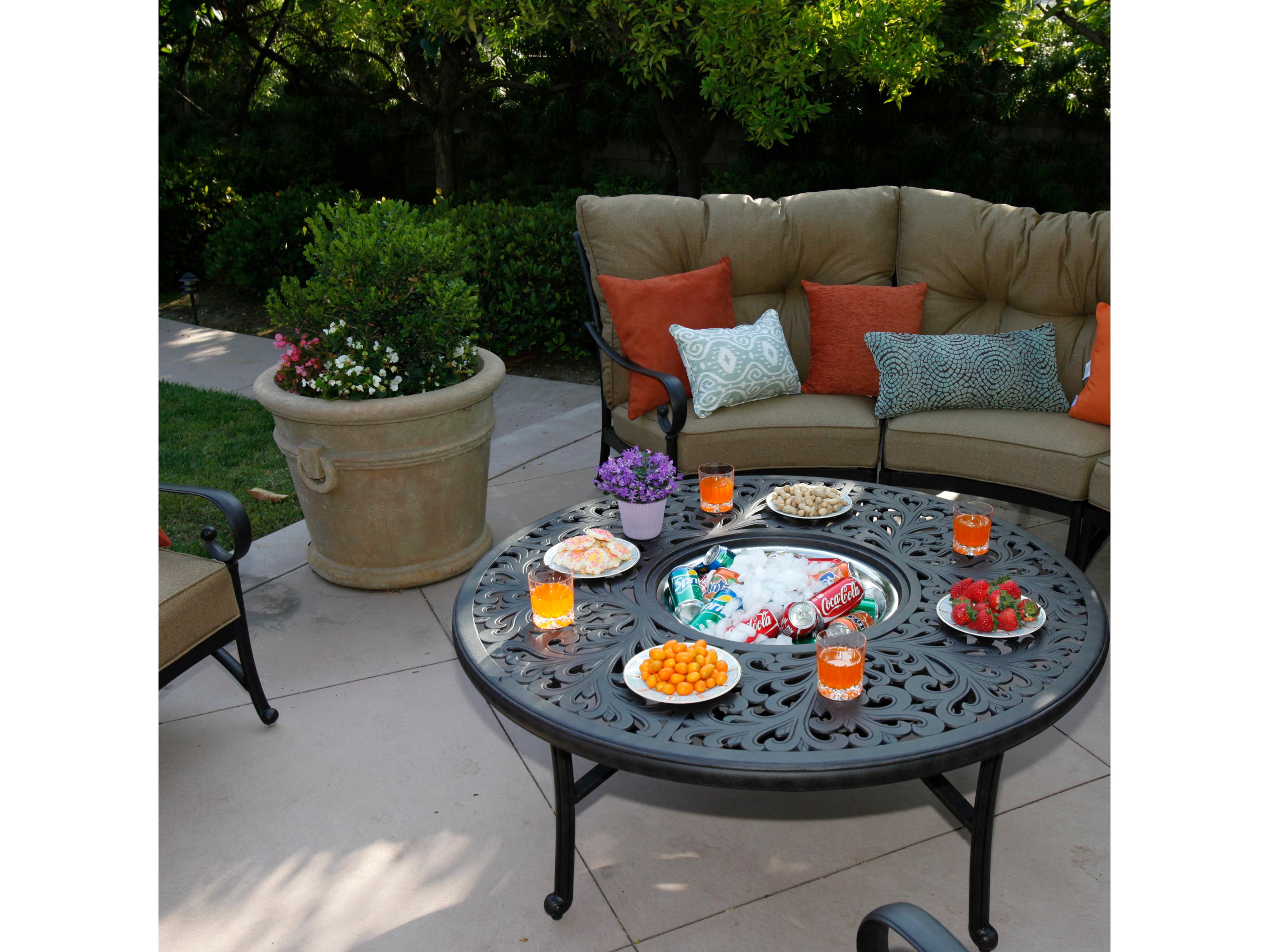 Darlee Outdoor Living Santa Anita 9-Piece Crescent Sectional Conversation Set with Sunbrella Cushions