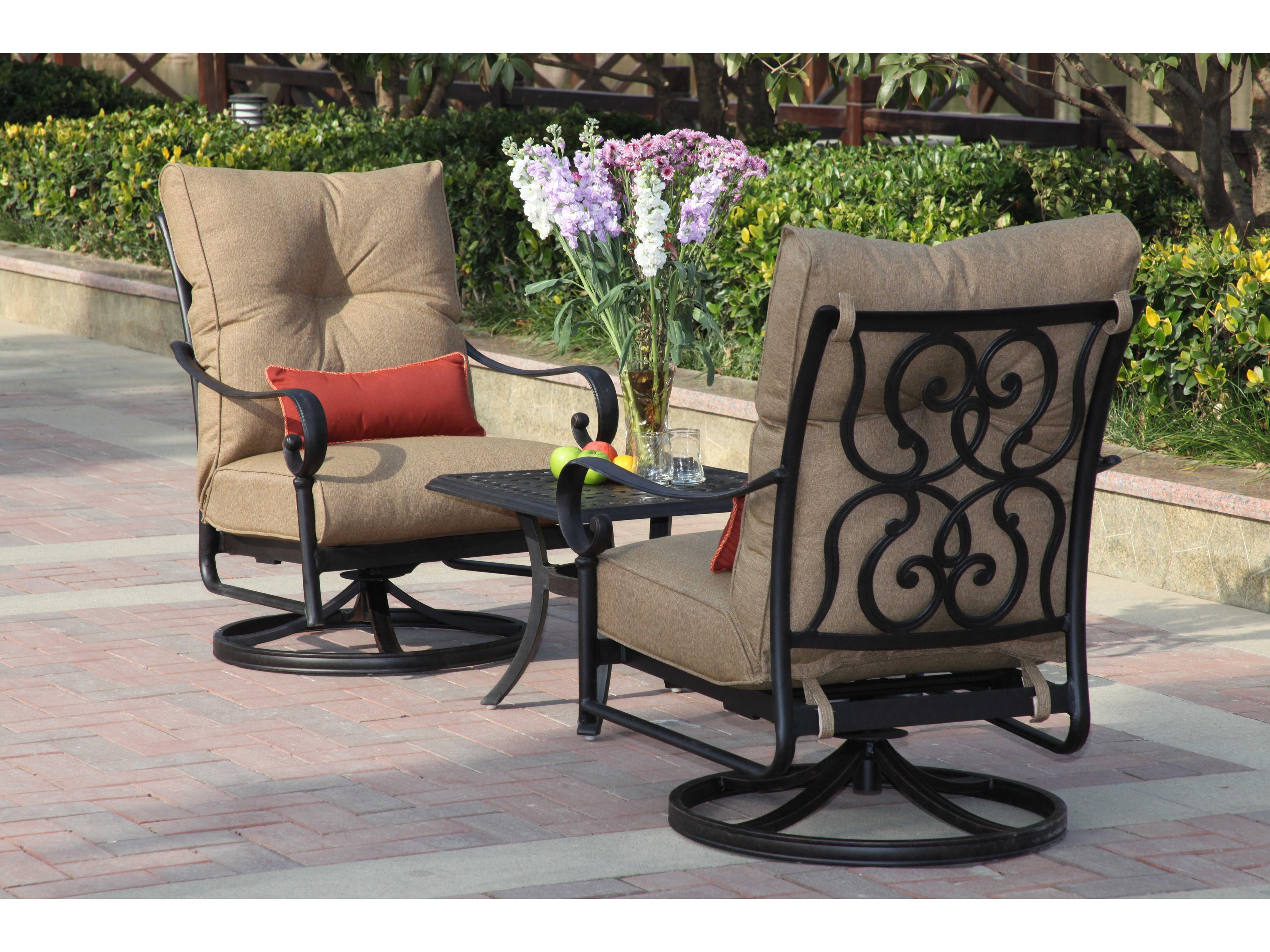 Darlee Outdoor Living Santa Anita Cast Aluminum Antique Bronze Swivel Rocker Lounge Chair Set of 4
