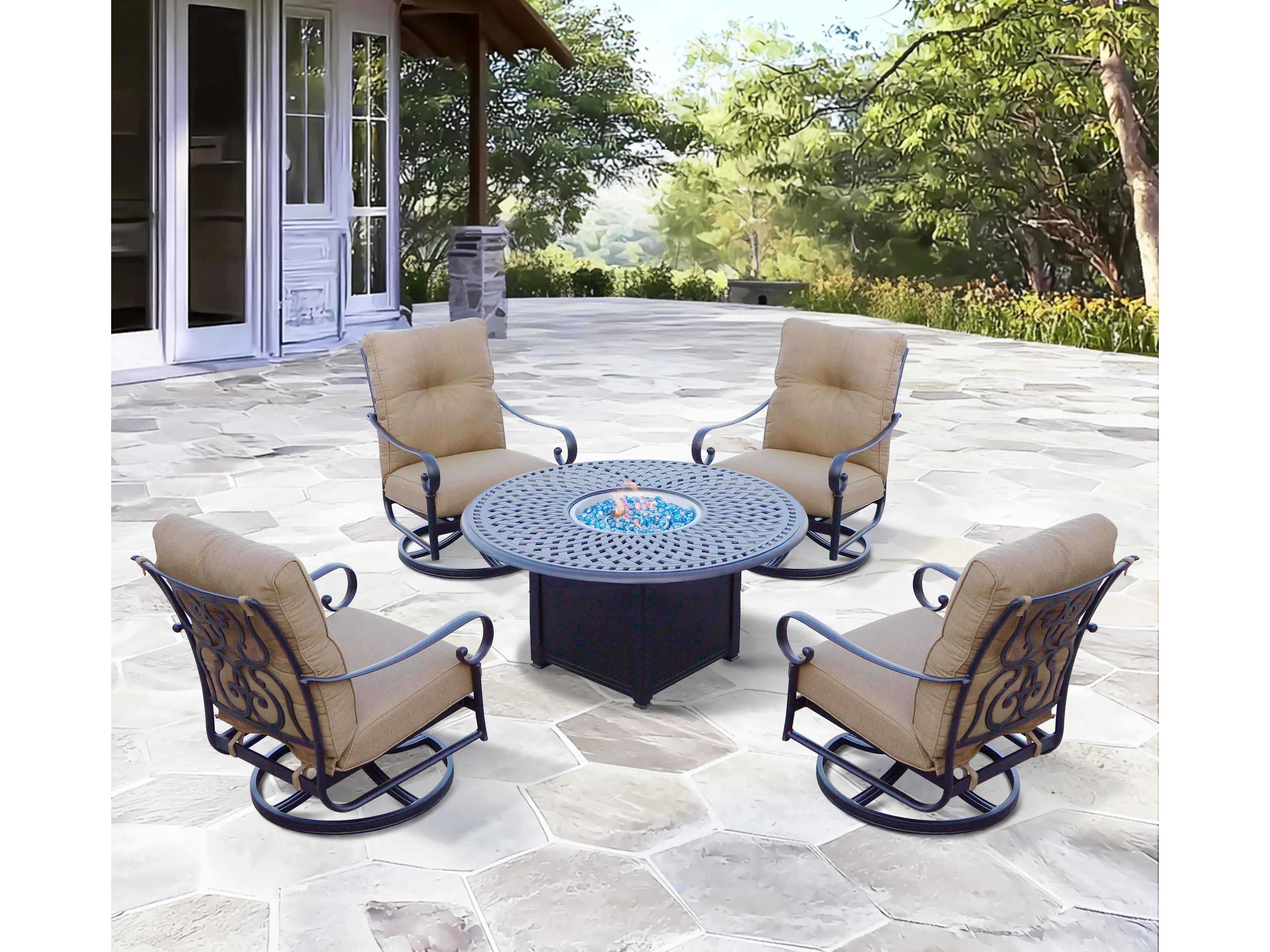 Santa Anita Cast Aluminum 5-Piece Conversation Set with Sunbrella Cushions