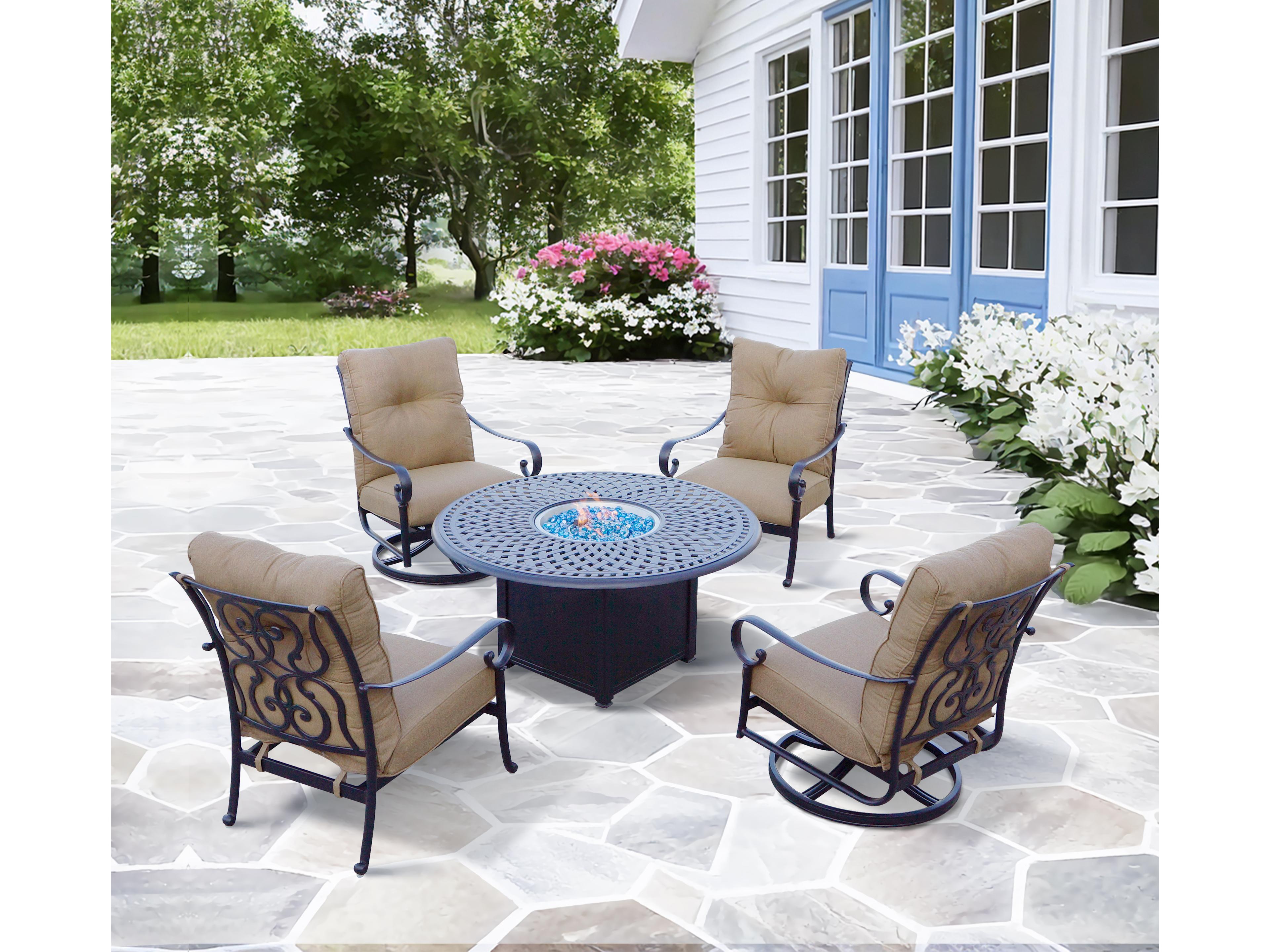 Santa Anita Cast Aluminum 5-Piece Conversation Set with Sunbrella Cushions