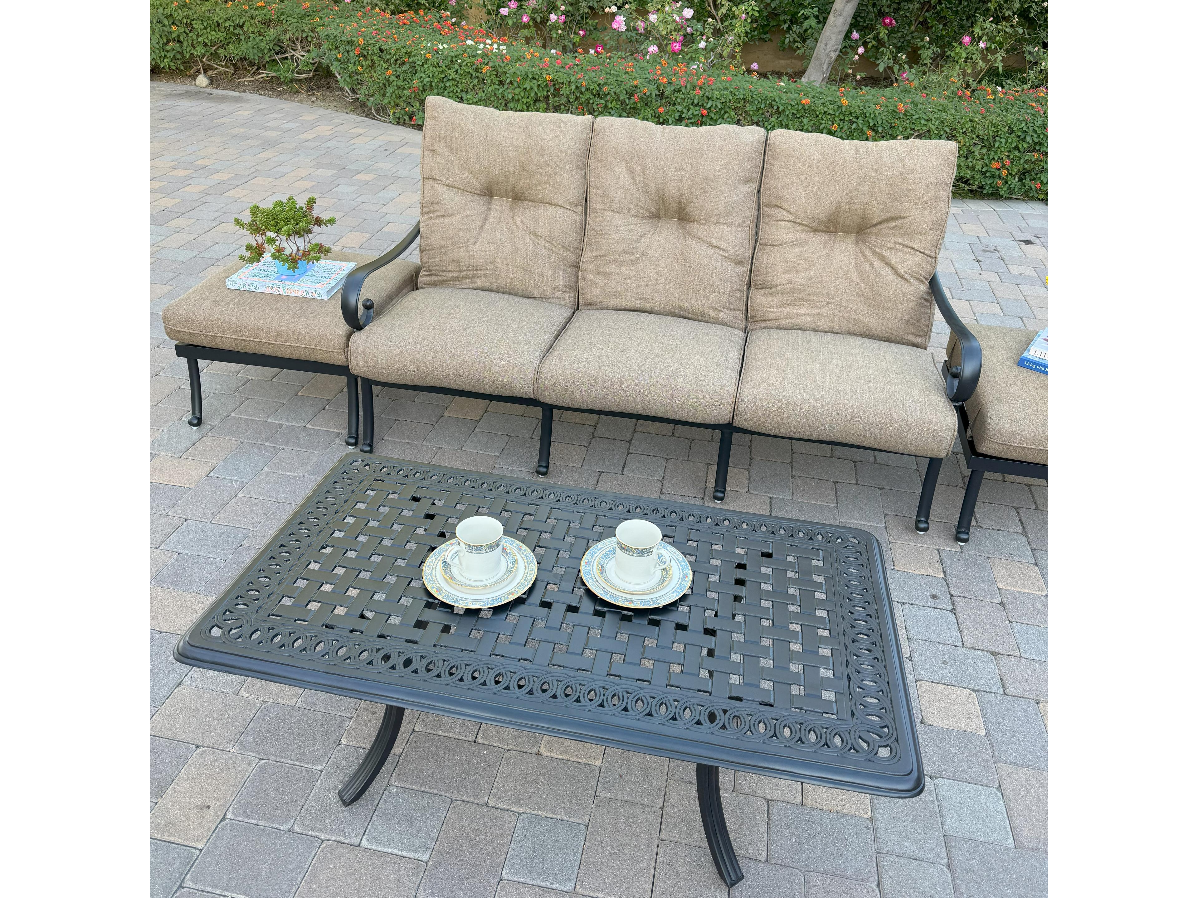 Darlee Outdoor Living Santa Anita Cast Aluminum 6-Piece Conversation Set with Sunbrella Cushions