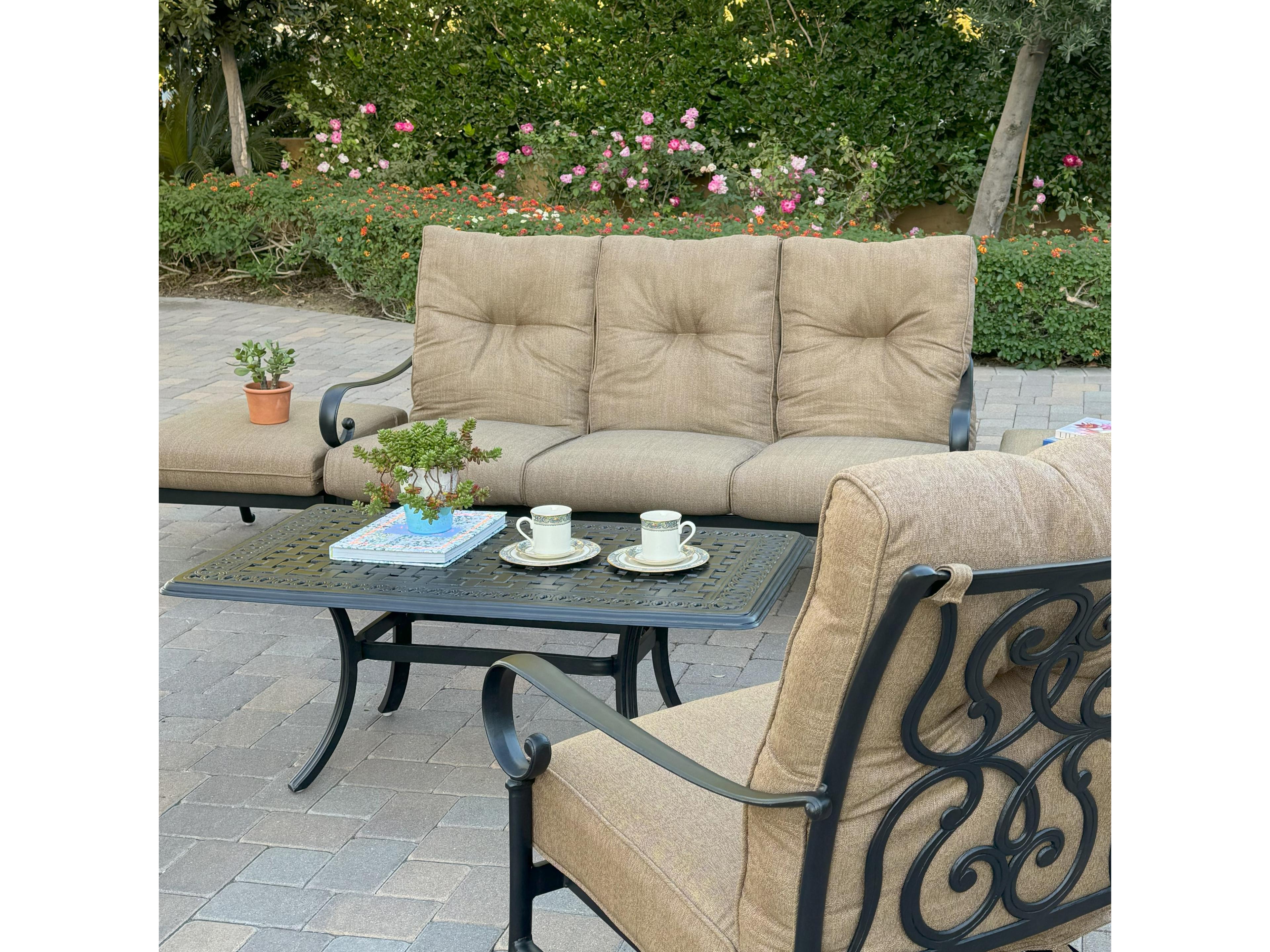 Darlee Outdoor Living Santa Anita Cast Aluminum 6-Piece Conversation Set with Sunbrella Cushions