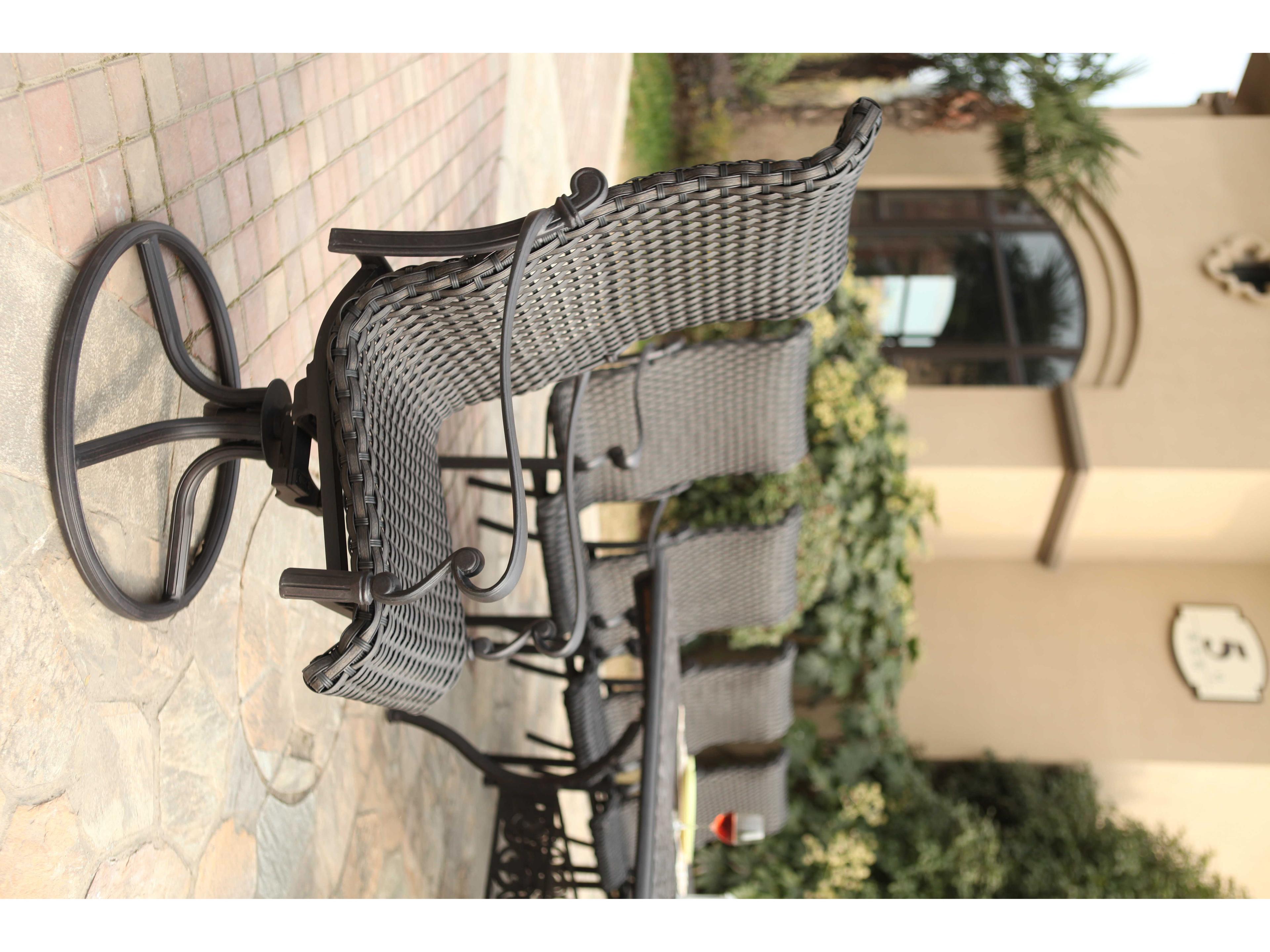 Darlee Outdoor Living Victoria Wicker Espresso Swivel Rocker Dining Arm Chair Set of 4