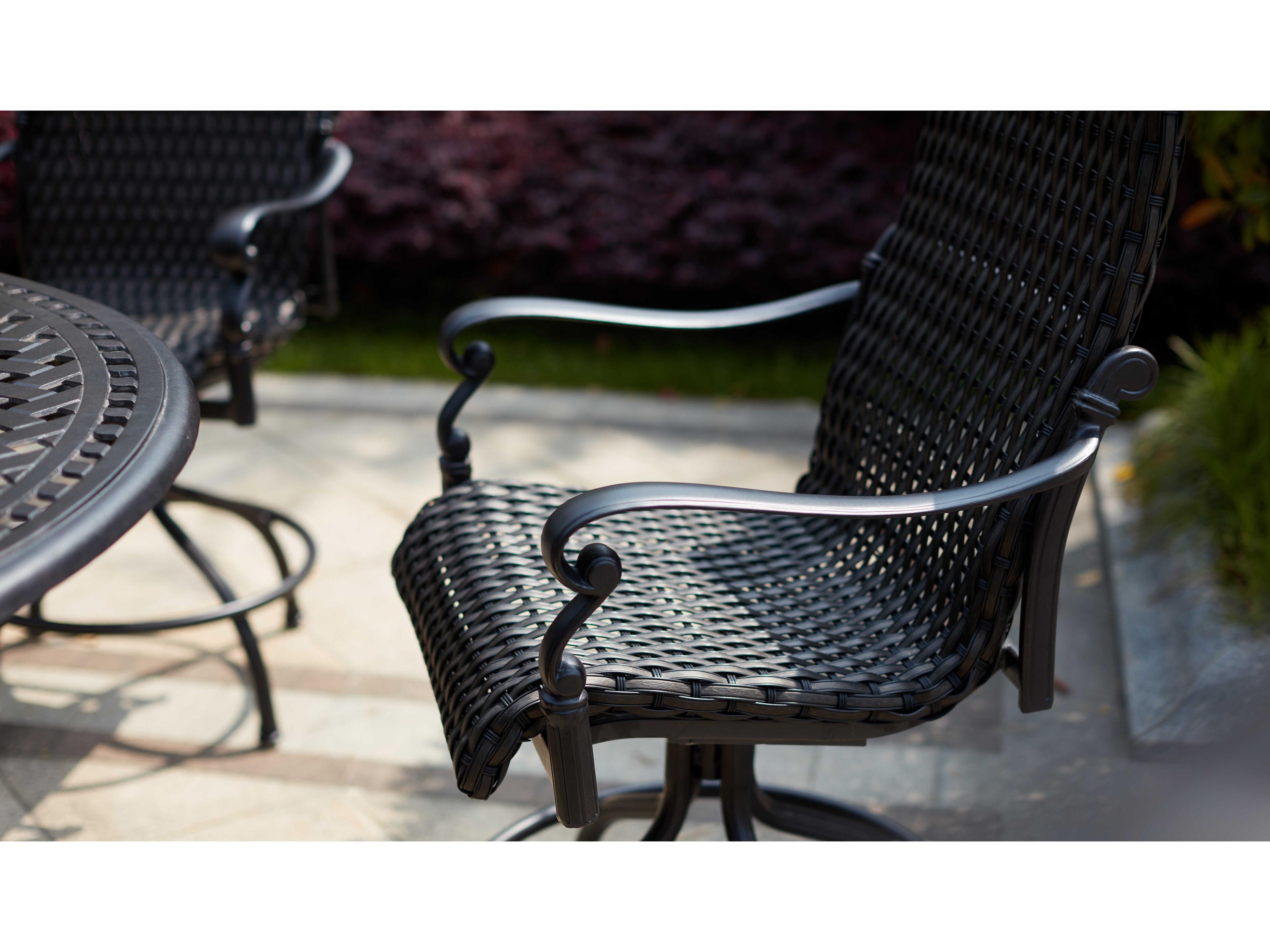 Darlee Outdoor Living Victoria Wicker Espresso 7 Piece Fire Pit Counter Set