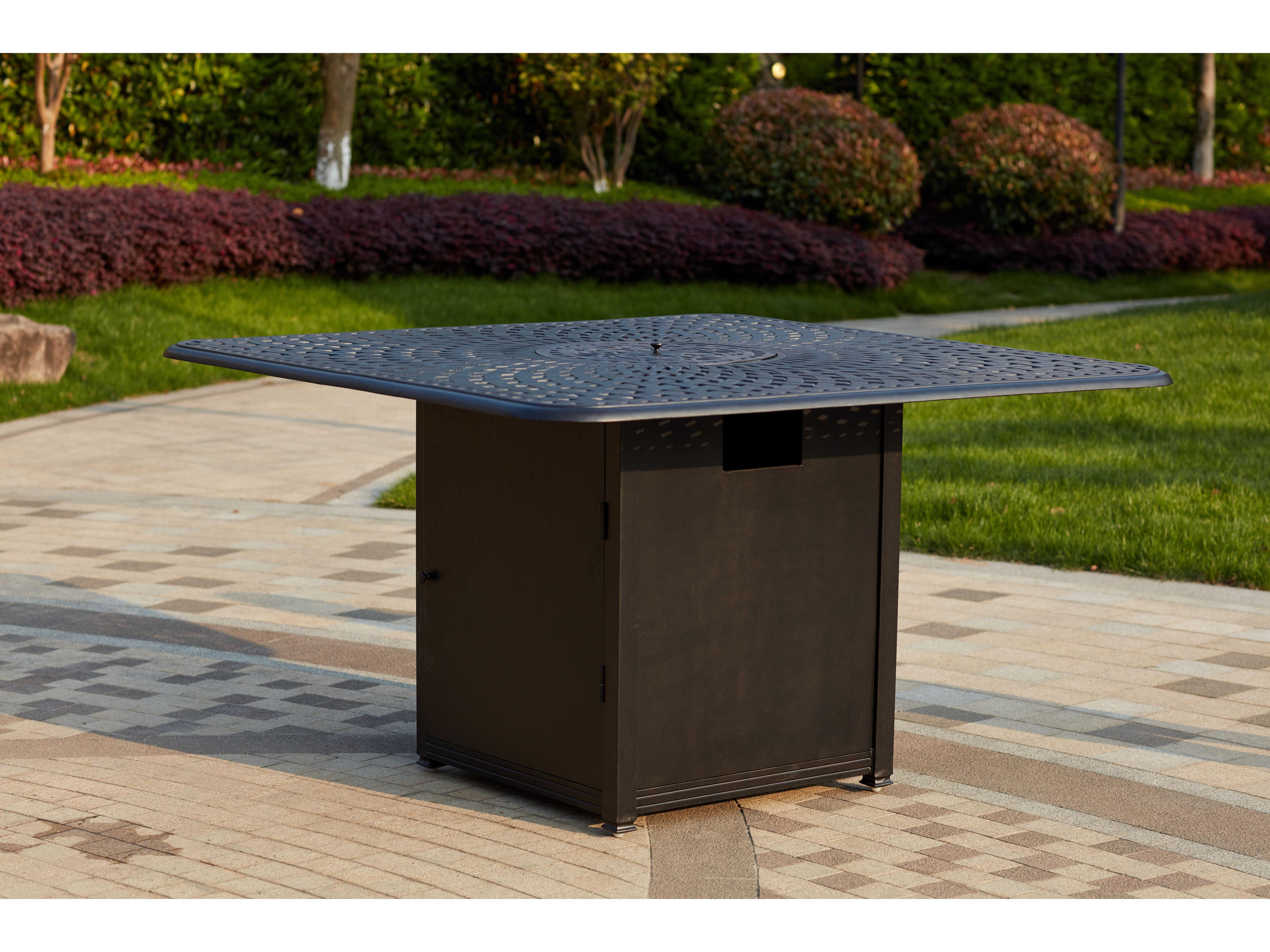 Darlee Outdoor Living Victoria Wicker Espresso 9 Piece Fire Pit Counter Set