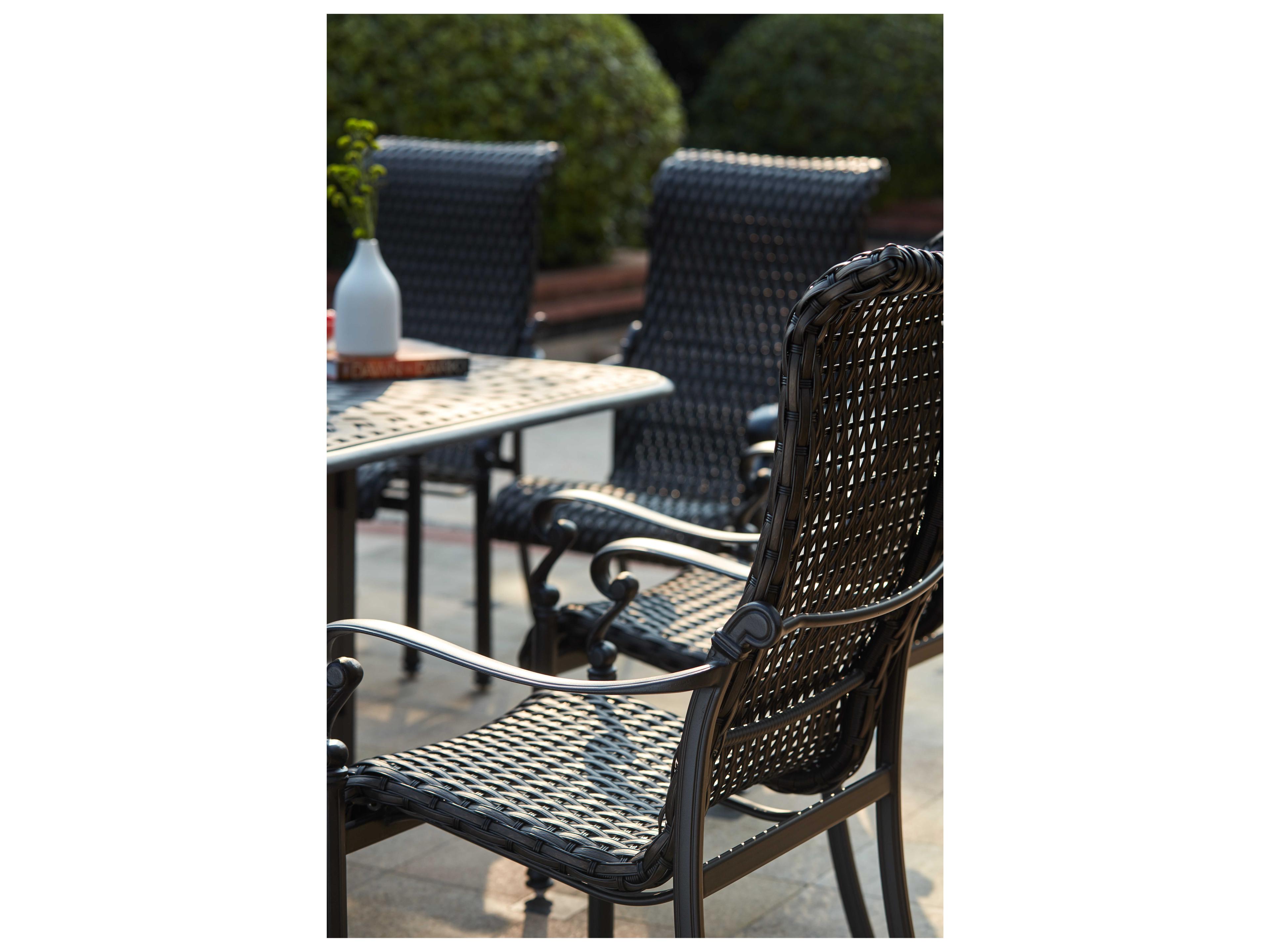 Darlee Outdoor Living Victoria Wicker Espresso 9 Piece Fire Pit Dining Set