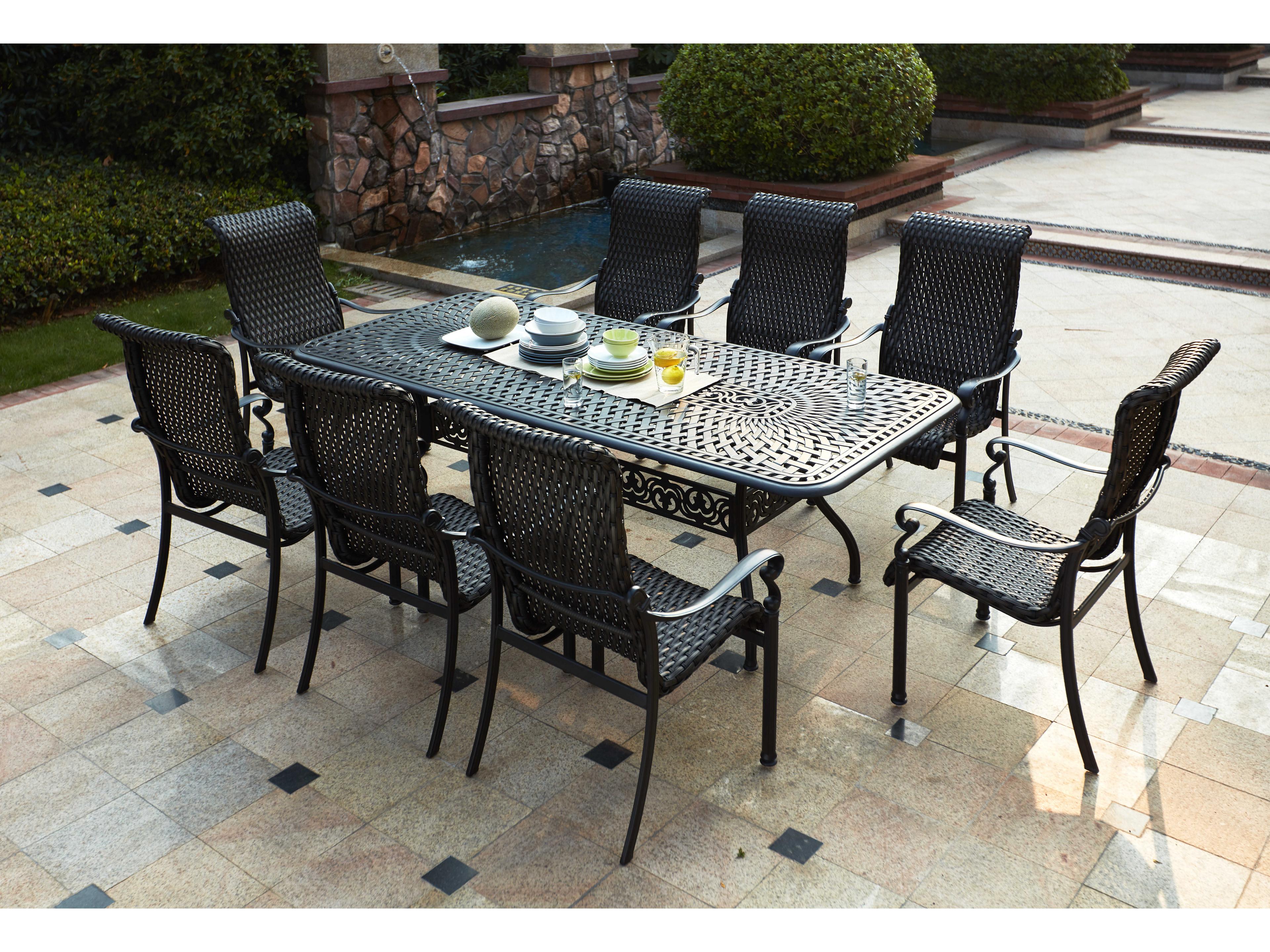 Victoria Wicker Espresso 9 Piece Dining Set
