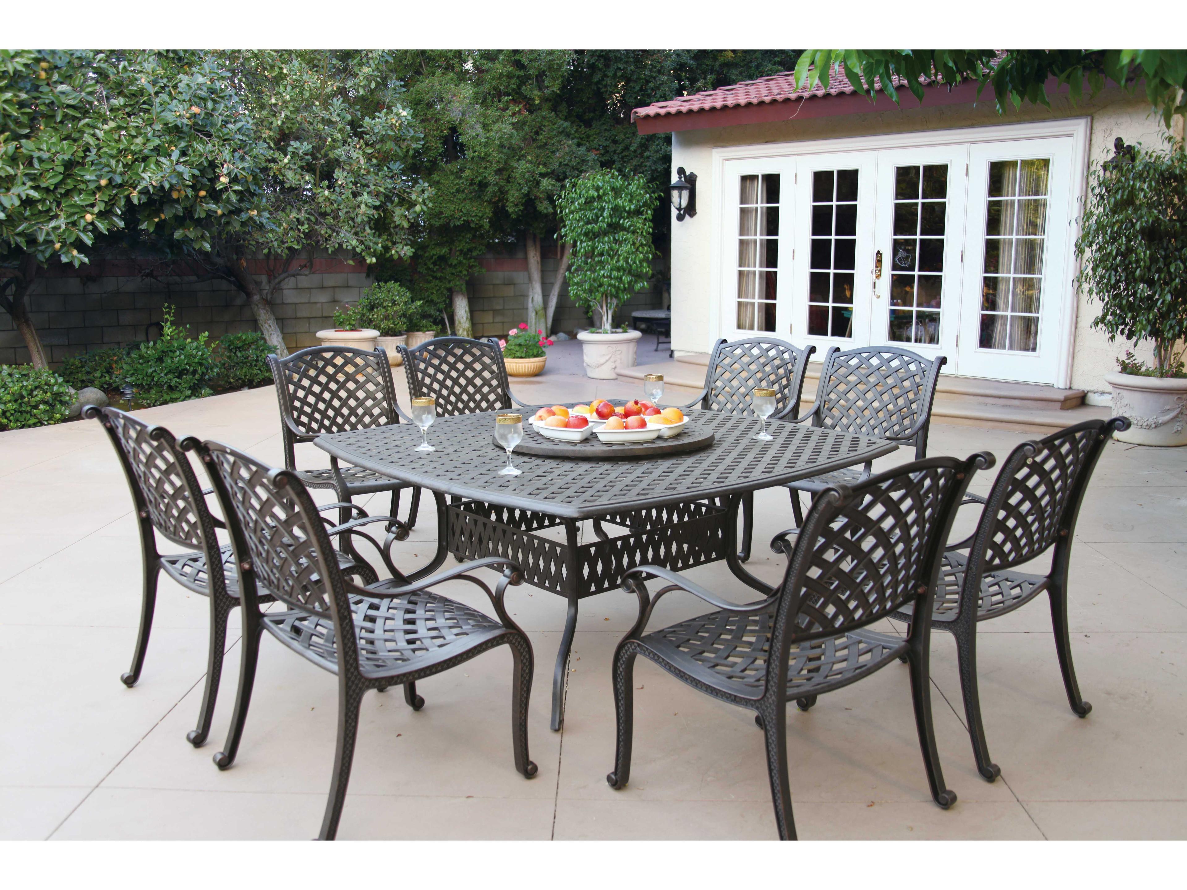 Nassau Casual Cushion Antique Bronze Cast Aluminum Dining Set