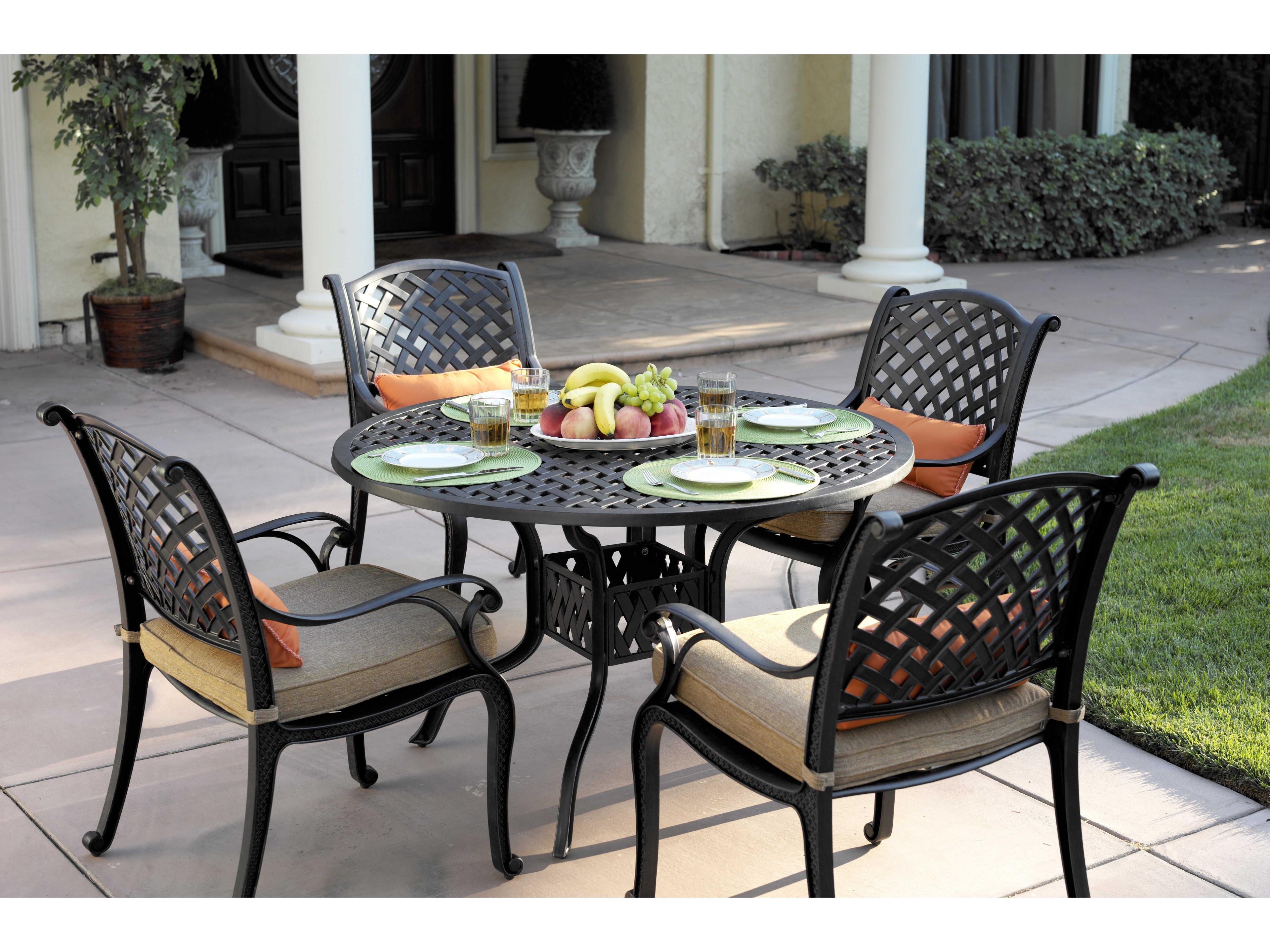 Darlee Outdoor Living Nassau Casual Cushion Antique Bronze Cast Aluminum Dining Set