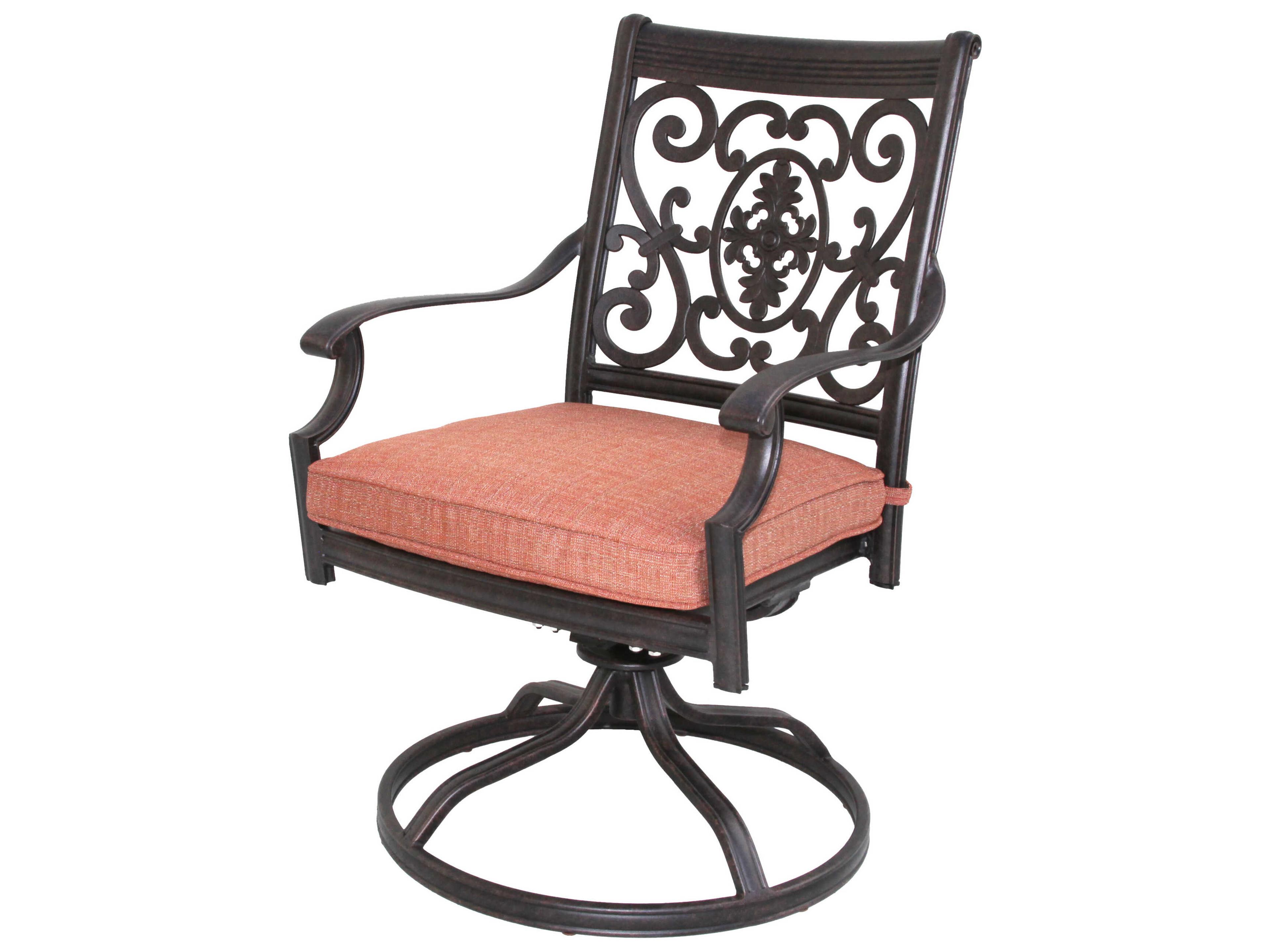 St. Cruz Cast Aluminum Antique Bronze Swivel Rocker Dining Arm Chair Set of 4