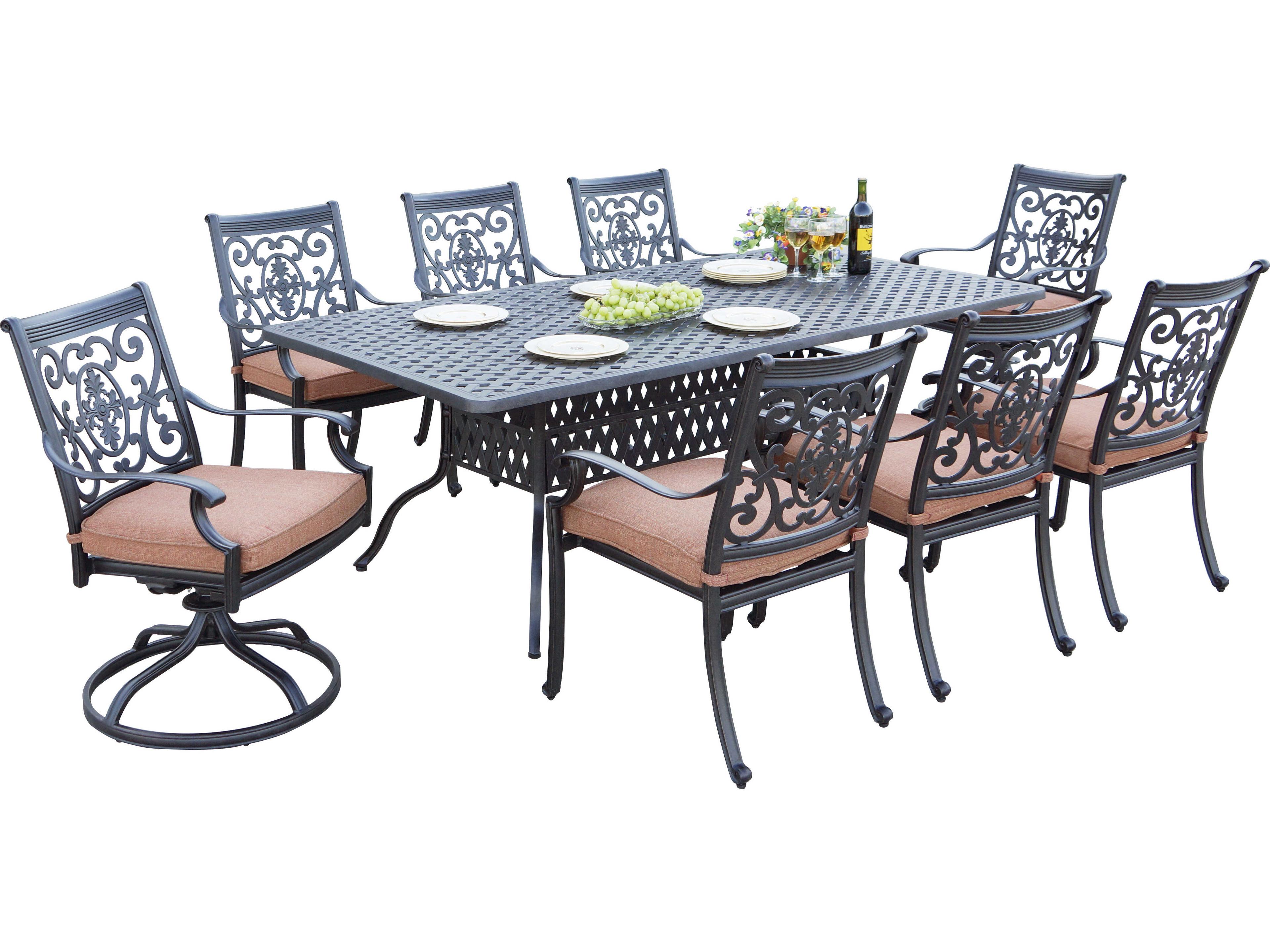 Darlee Outdoor Living St. Cruz Cast Aluminum Antique Bronze Swivel Rocker Dining Arm Chair Set of 4