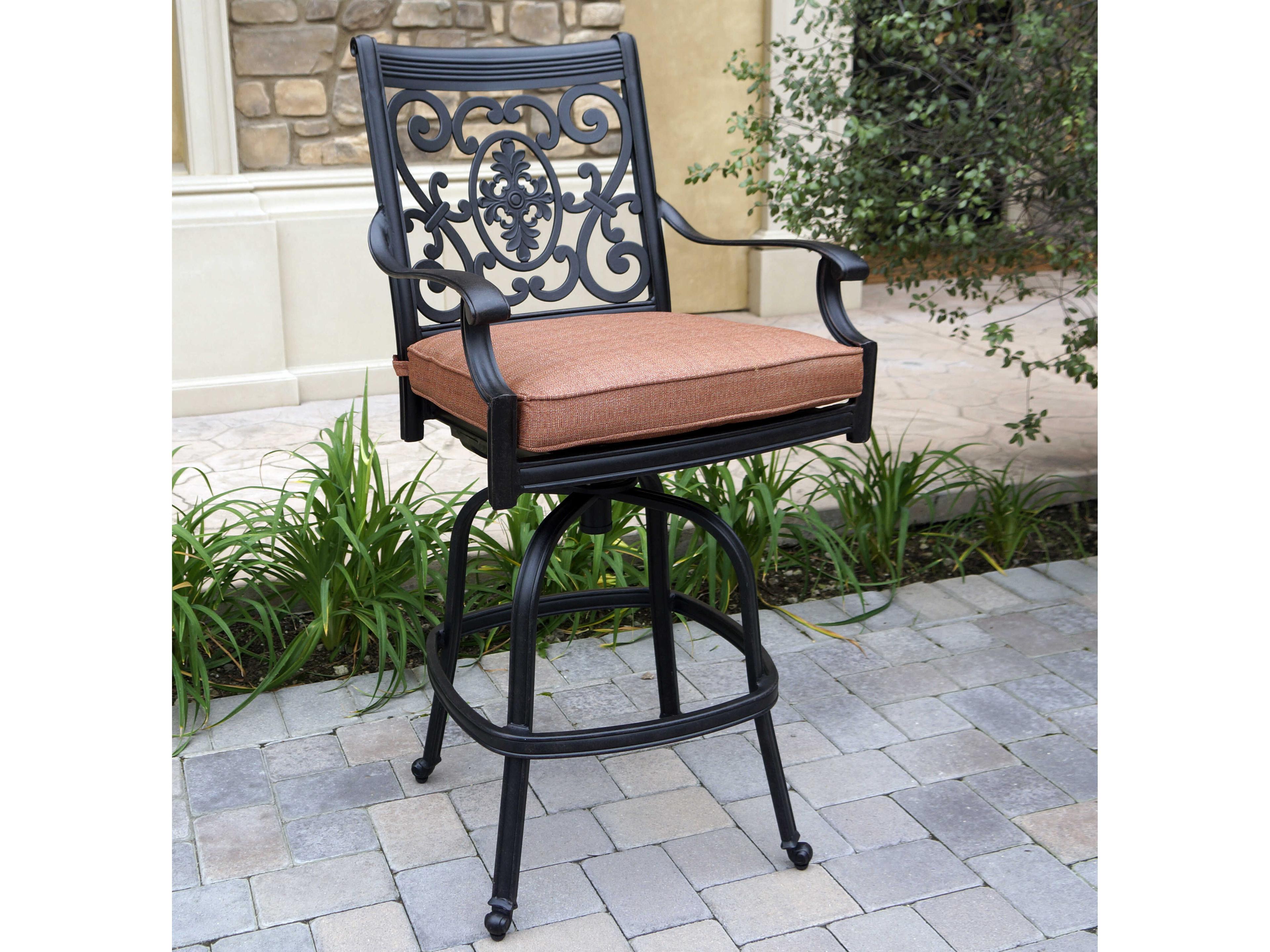 St. Cruz Cast Aluminum Antique Bronze Swivel Bar Stool Set of 4