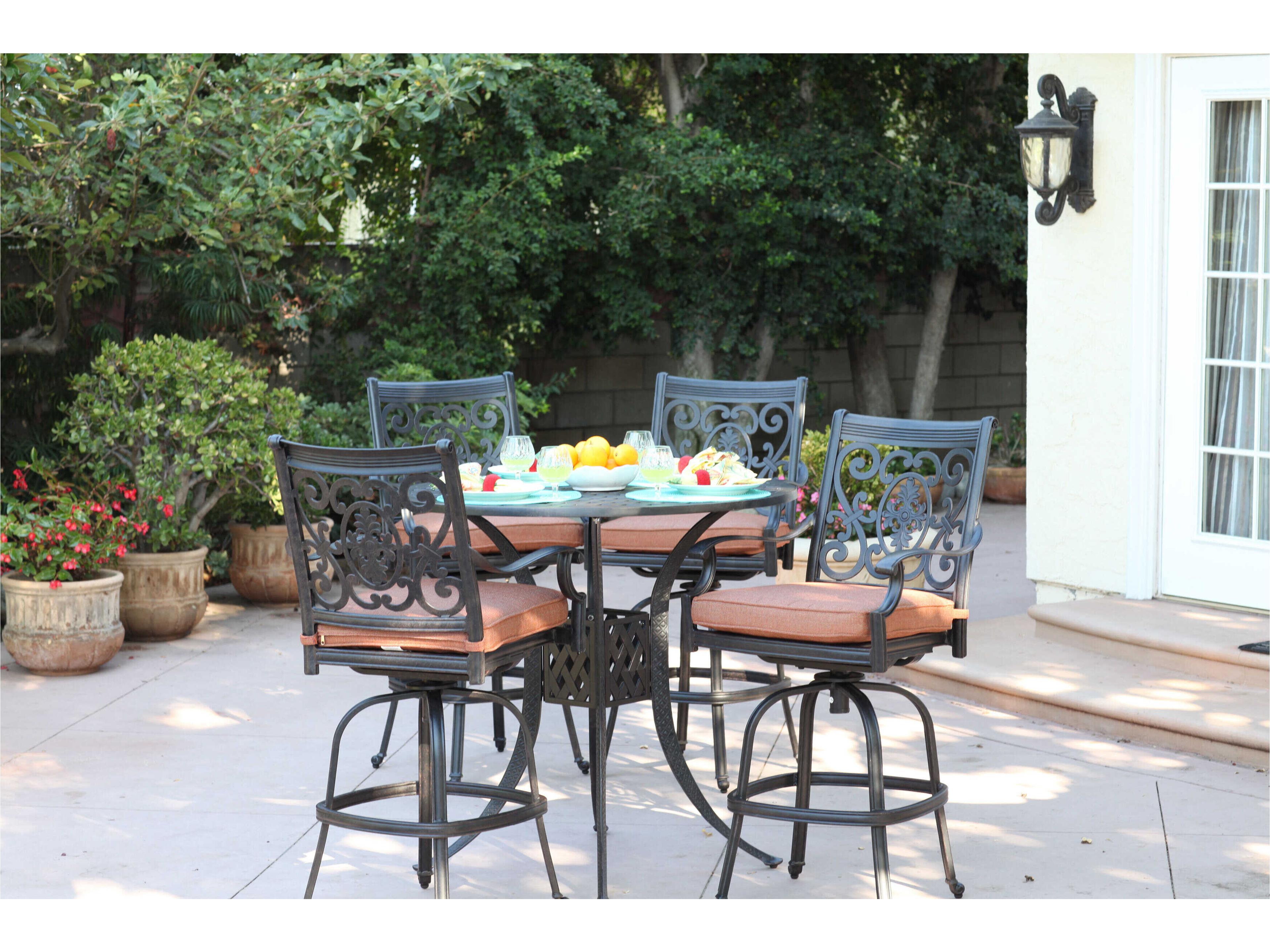 Darlee Outdoor Living St. Cruz Cast Aluminum Antique Bronze Swivel Bar Stool Set of 4