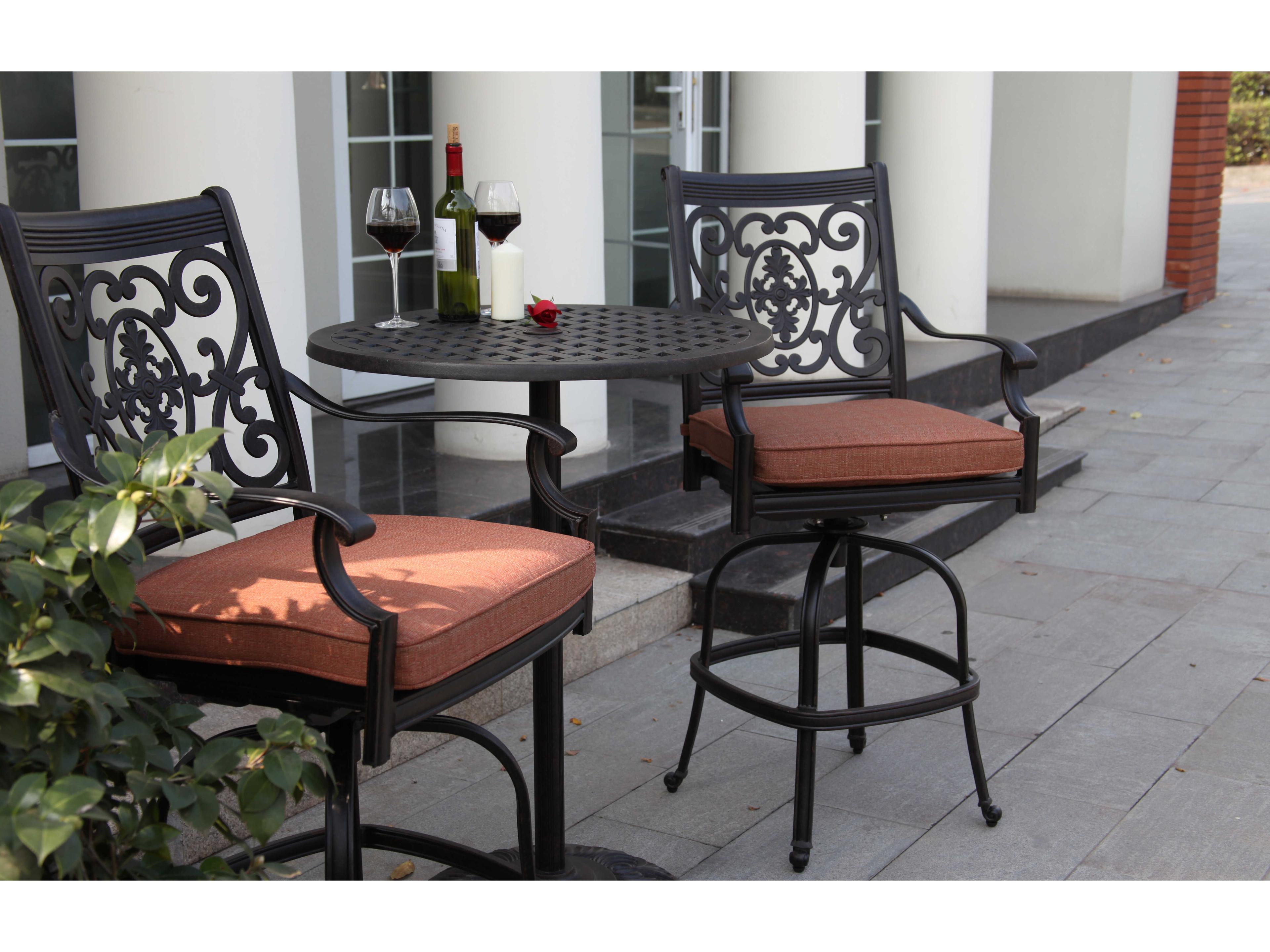 Darlee Outdoor Living St. Cruz Cast Aluminum Antique Bronze Swivel Counter Height Stool Set of 6