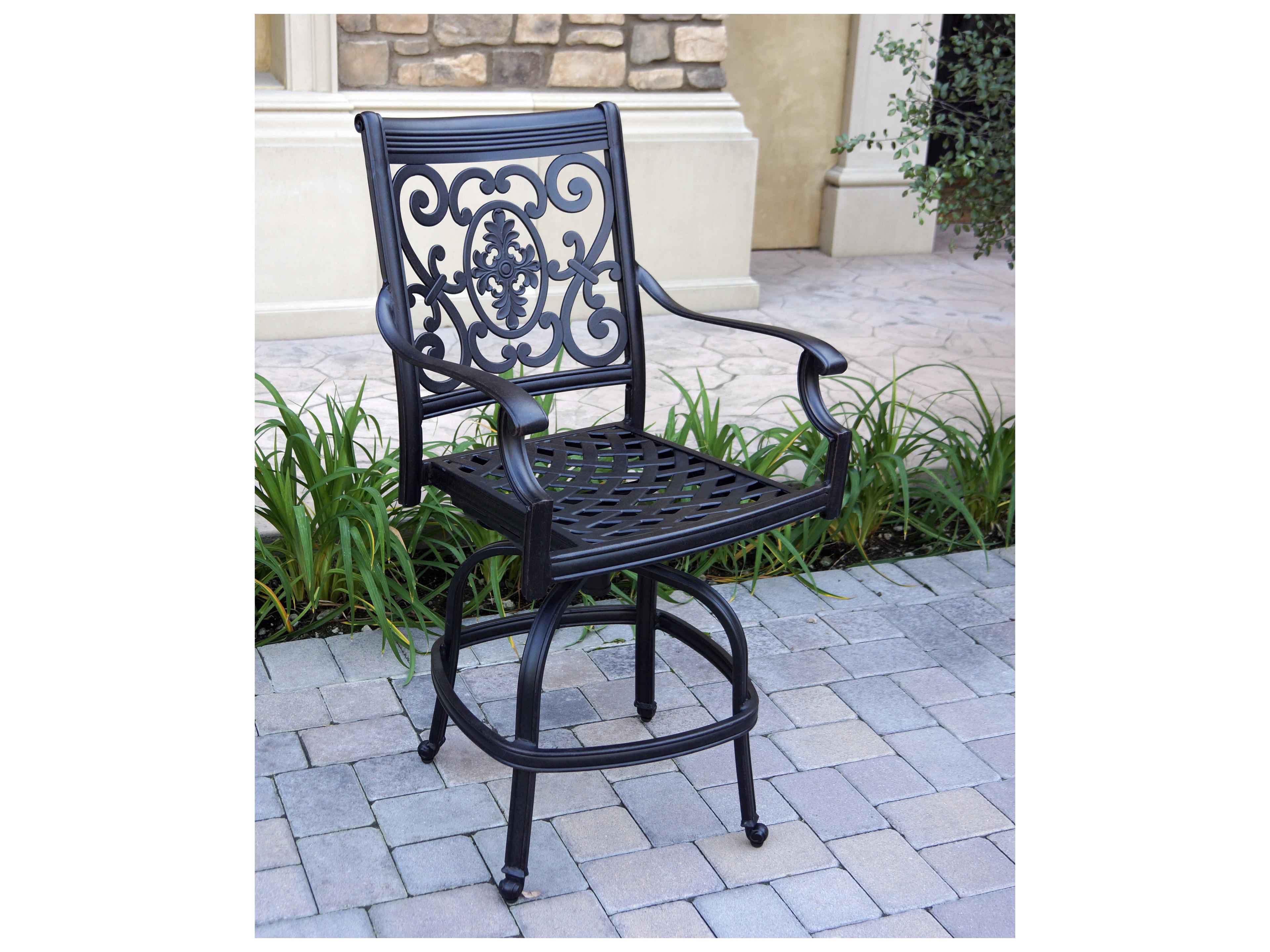 Darlee Outdoor Living St. Cruz Cast Aluminum Antique Bronze Swivel Counter Height Stool Set of 6