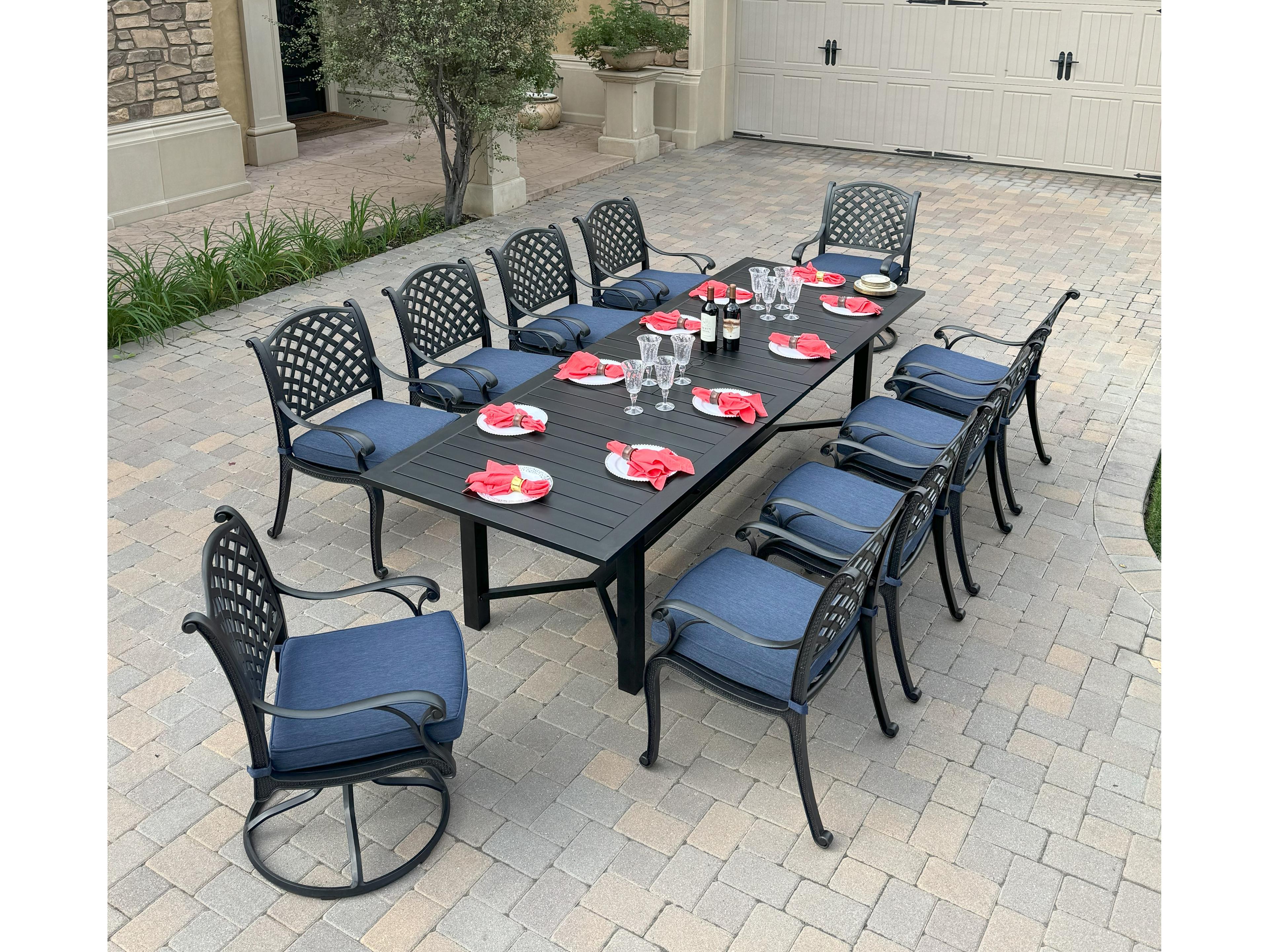 Nassau Cast Aluminum 11-Piece Patio Dining Set