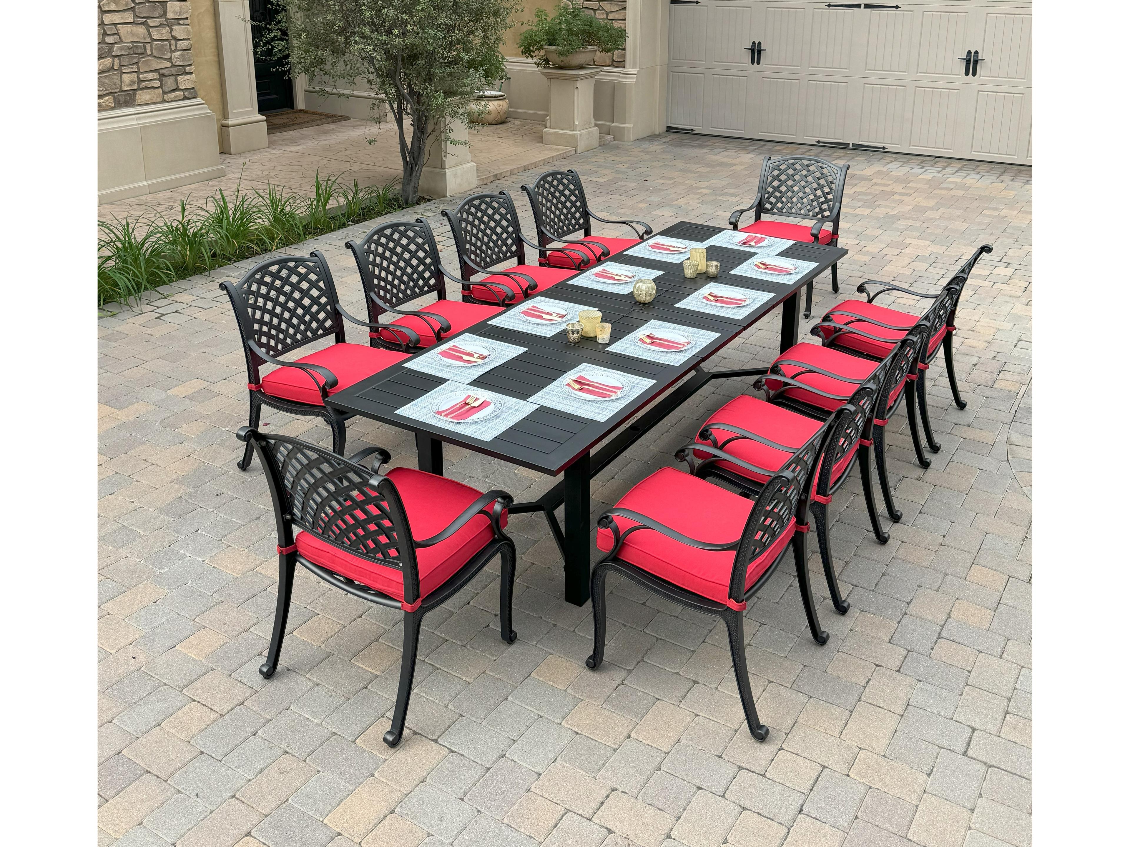 Nassau Cast Aluminum 11-Piece Patio Dining Set