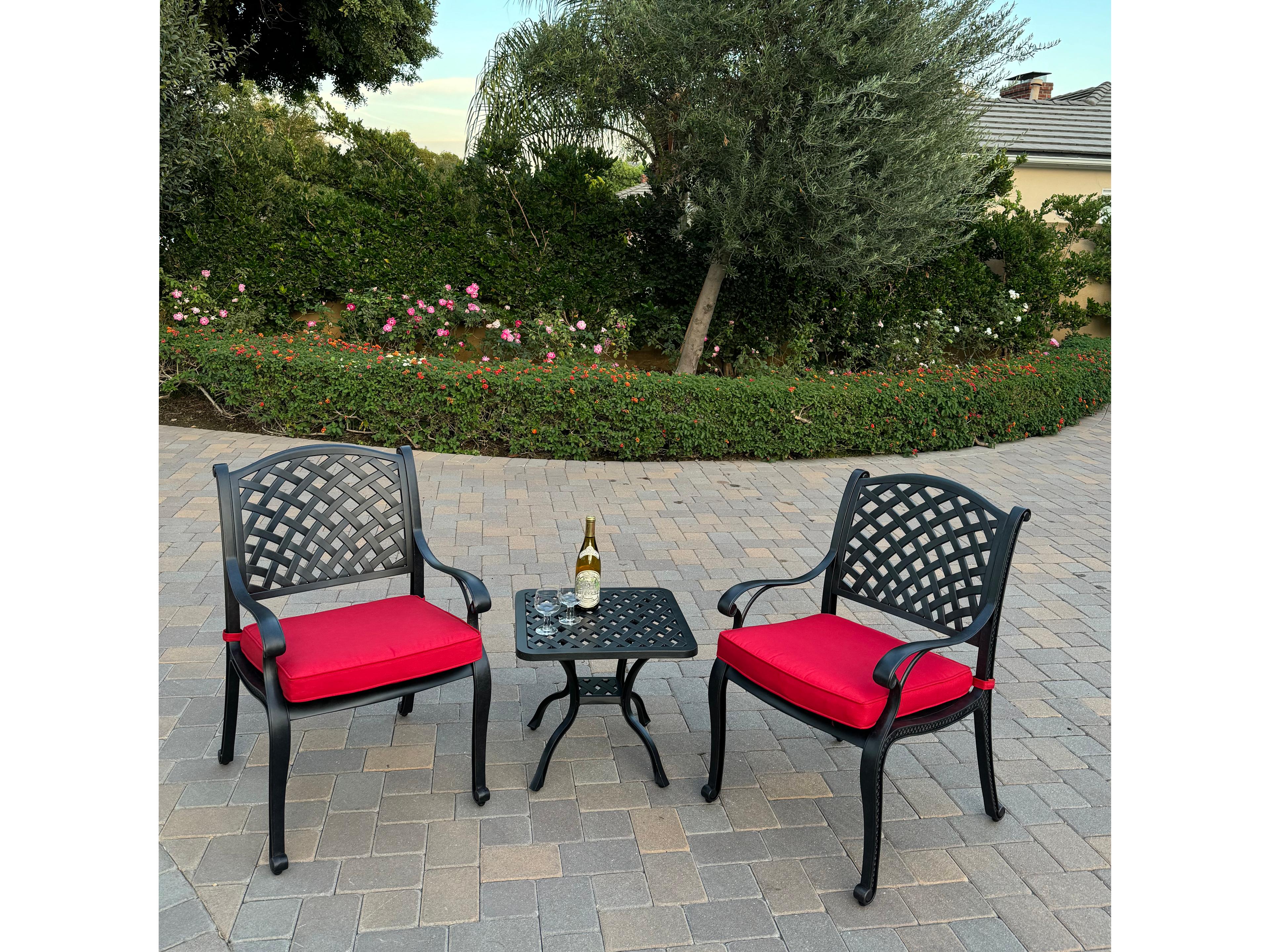 Nassau Cast Aluminum 3-Piece Patio Conversation Set