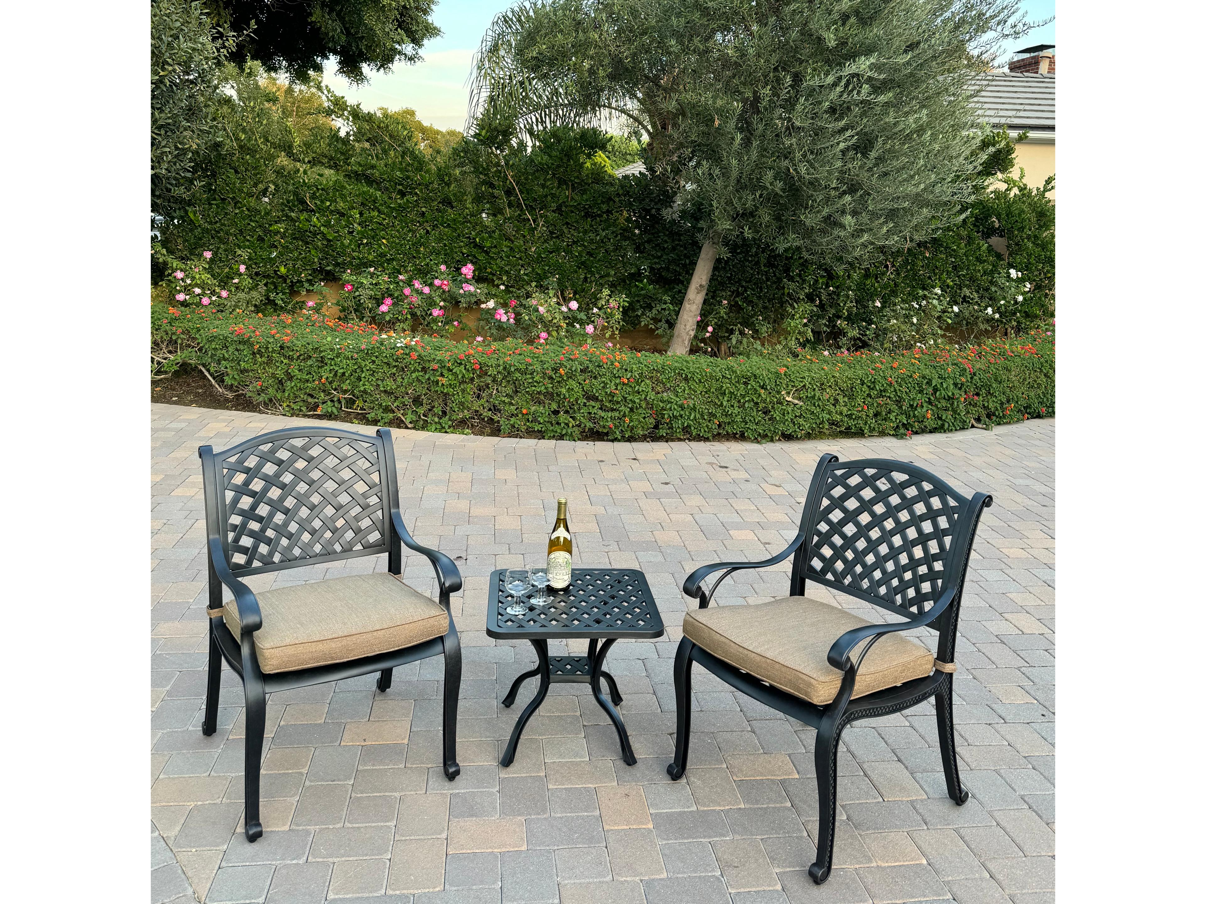 Nassau Cast Aluminum 3-Piece Patio Conversation Set