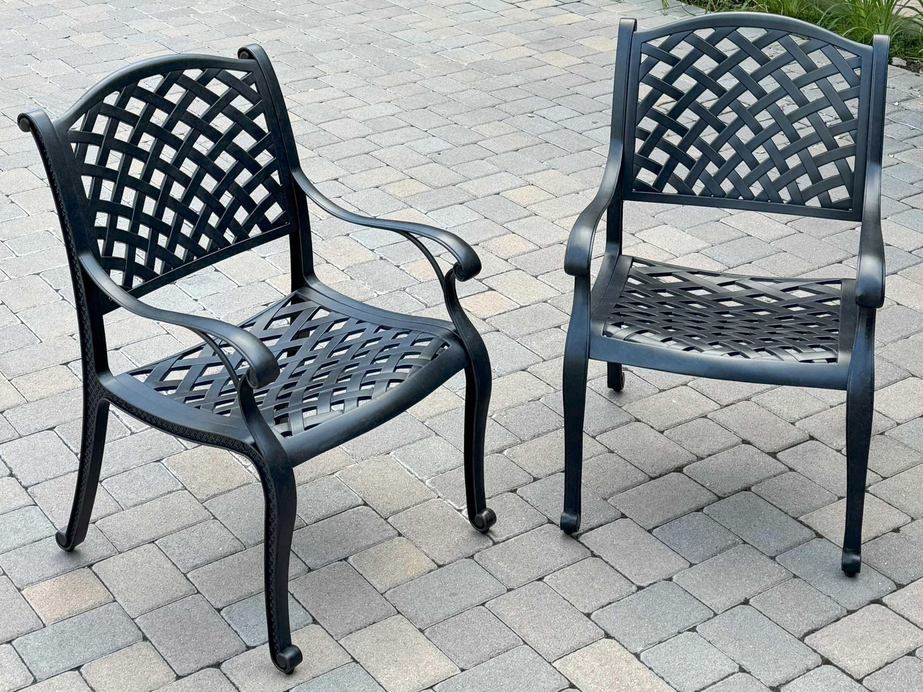 Darlee Outdoor Living Nassau Cast Aluminum Antique Bronze 3 Piece Lounge Set with Square Ice Bucket End Table in Sesame Cushions