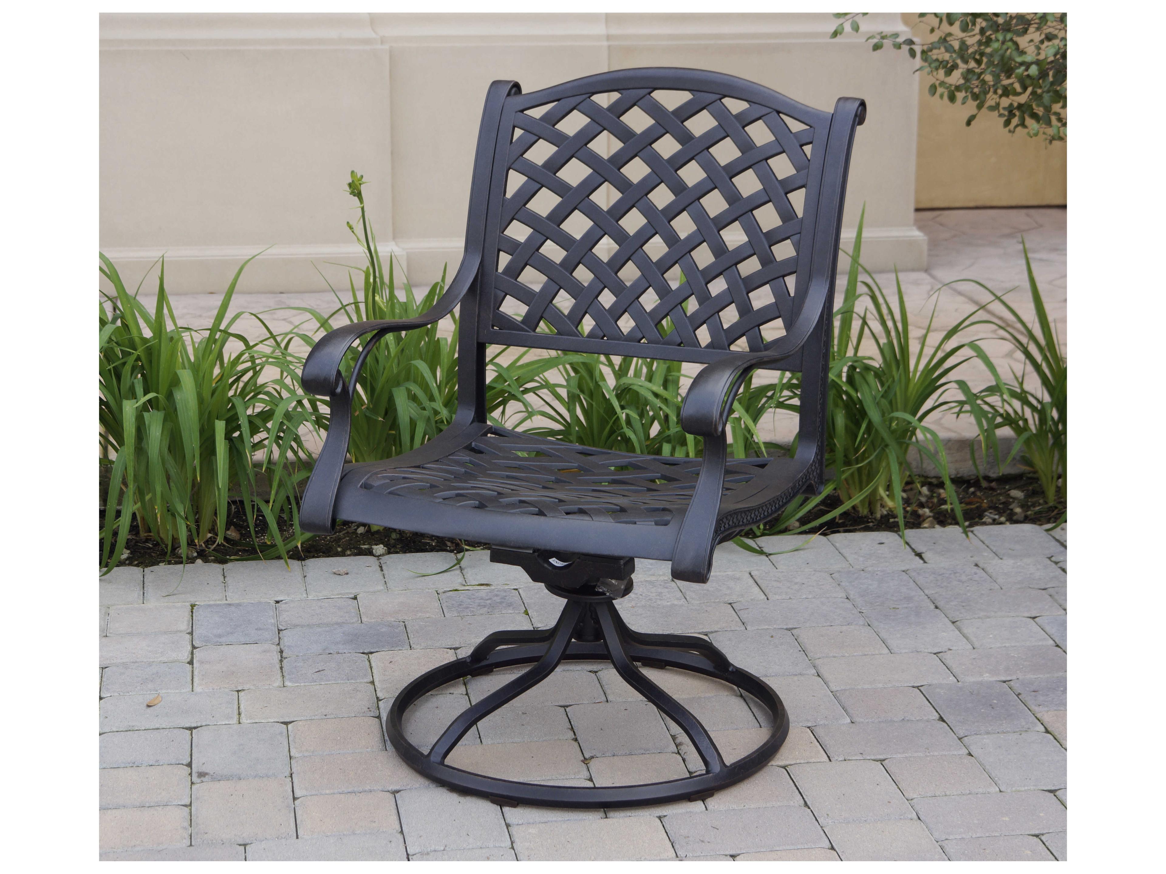 Darlee Outdoor Living Standard Nassau Cast Aluminum Antique Bronze Swivel Rocker Dining Arm Chair Set of 4