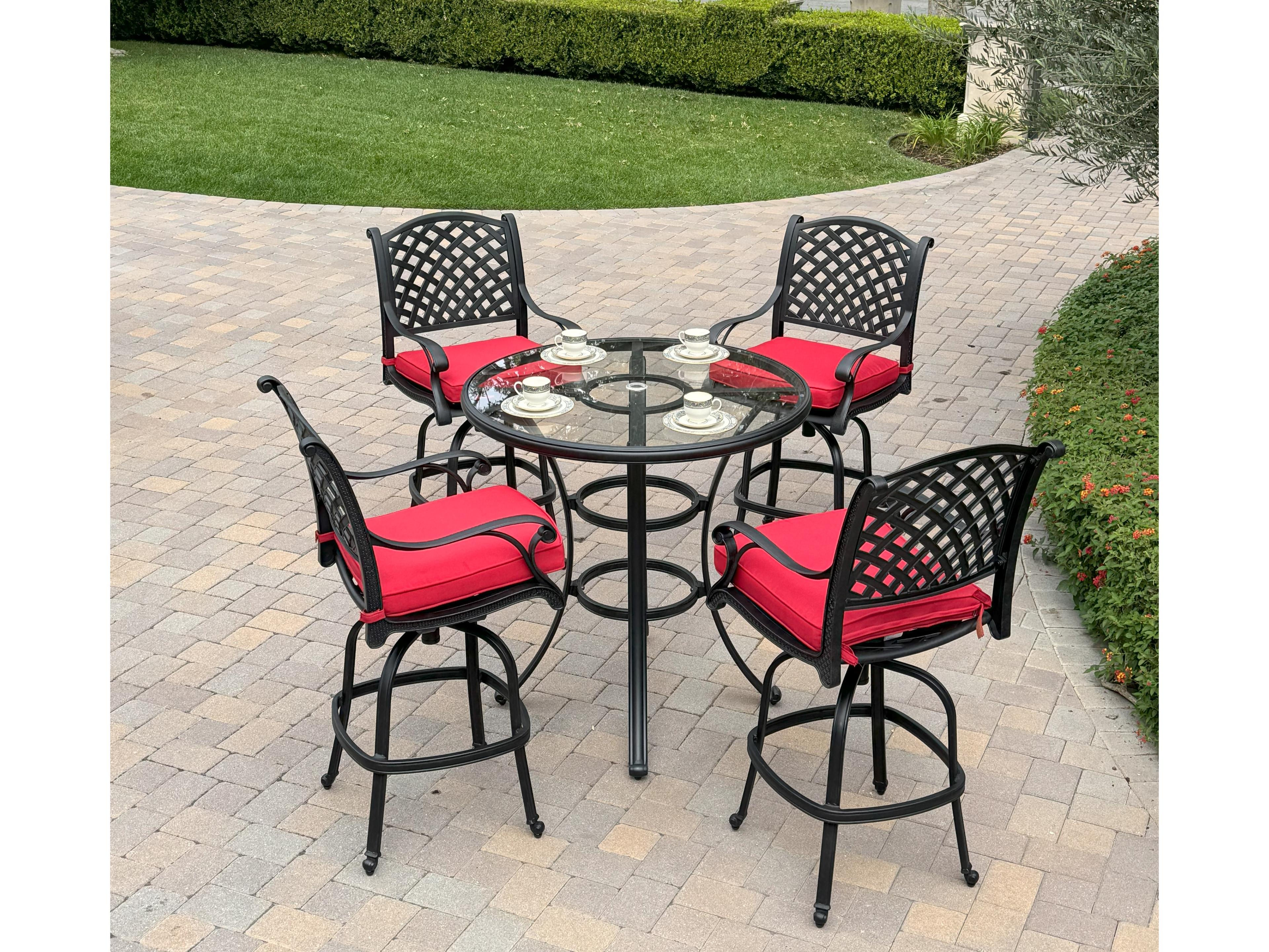 Nassau Cast Aluminum 5-Piece Patio Bar Set