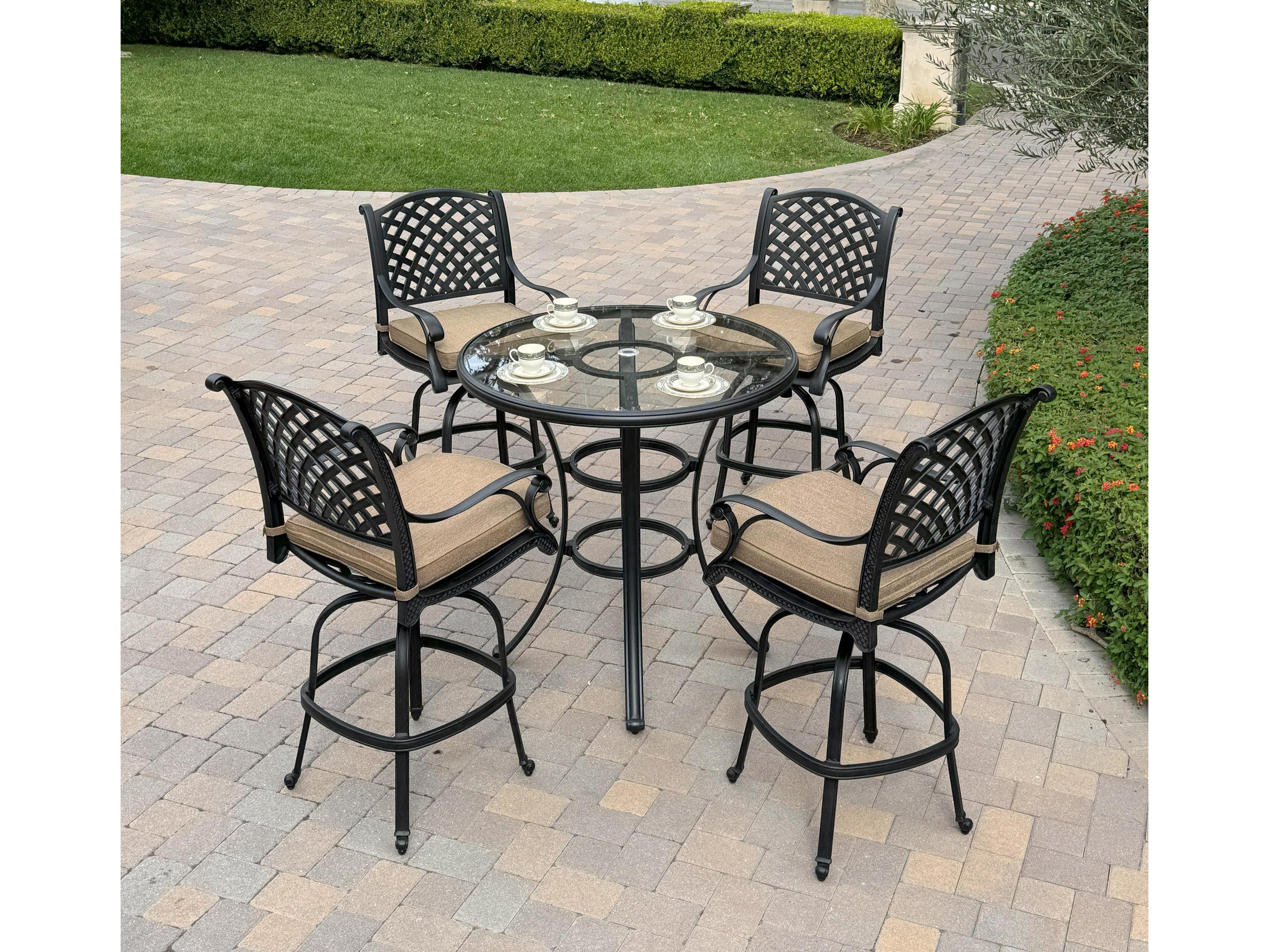 Nassau Cast Aluminum 5-Piece Patio Bar Set