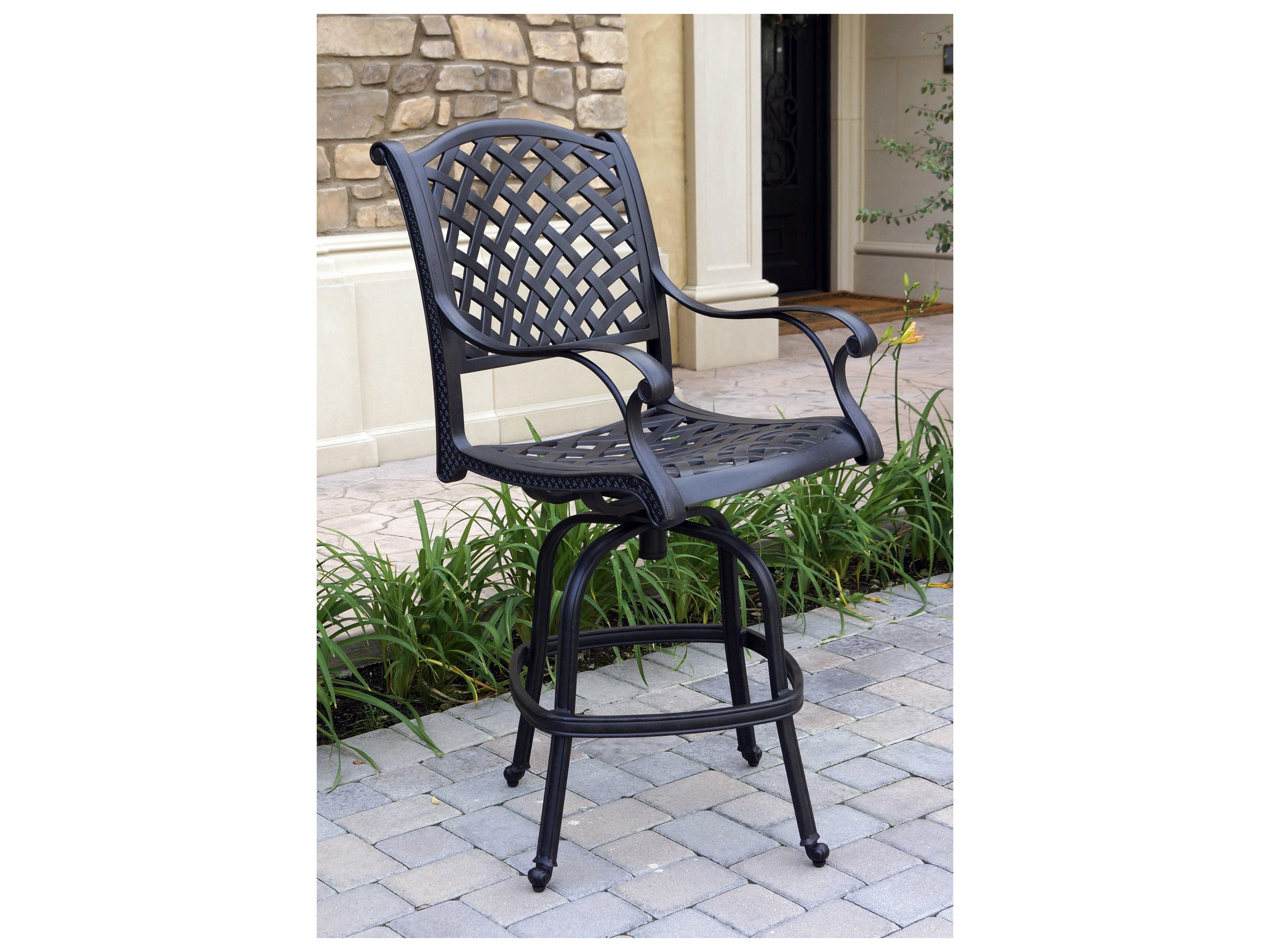 Darlee Outdoor Living Standard Nassau Cast Aluminum Antique Bronze Swivel Bar Stool Set of 4