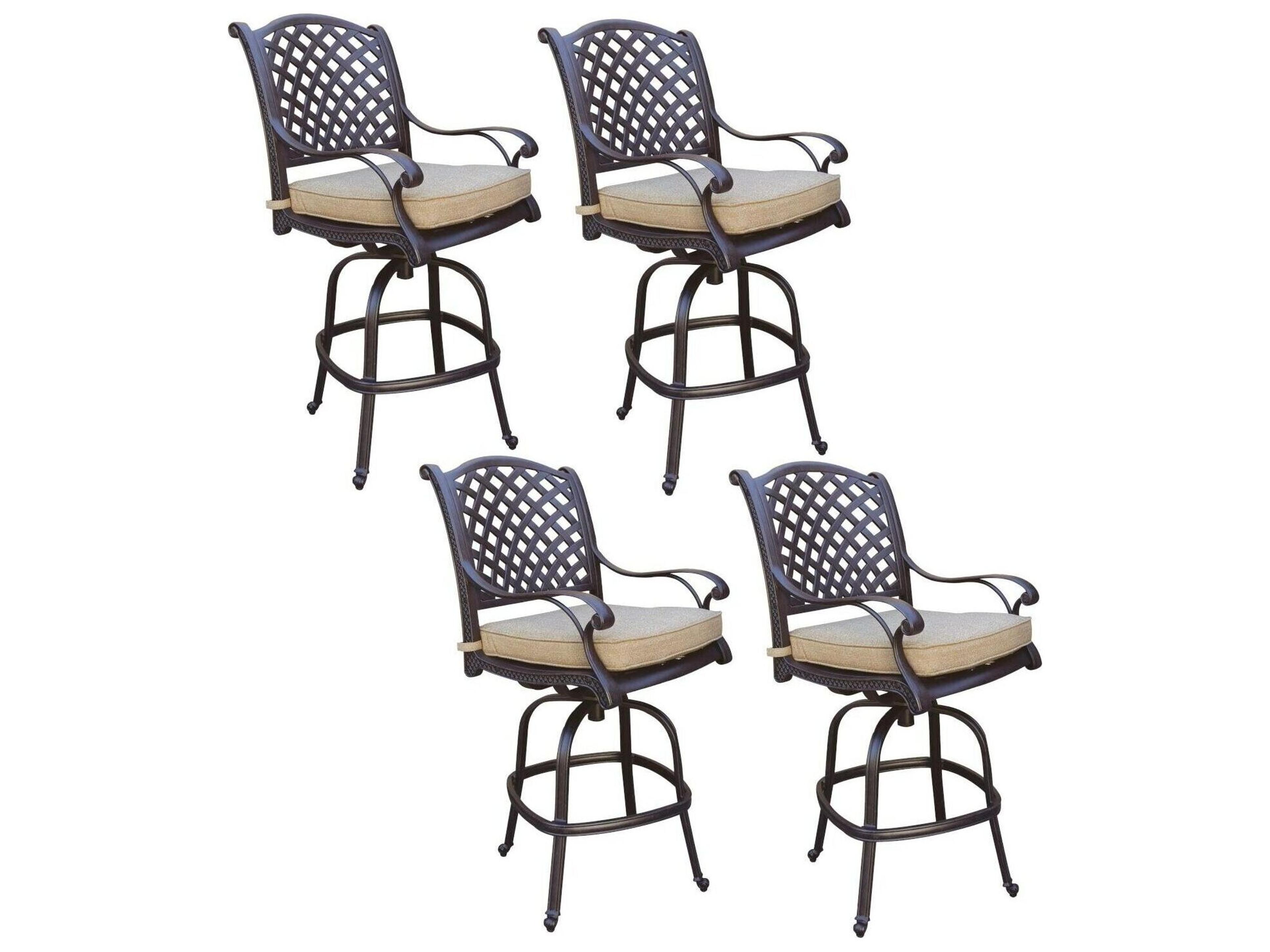 Standard Nassau Cast Aluminum Antique Bronze Swivel Counter Height Stool Set of 4